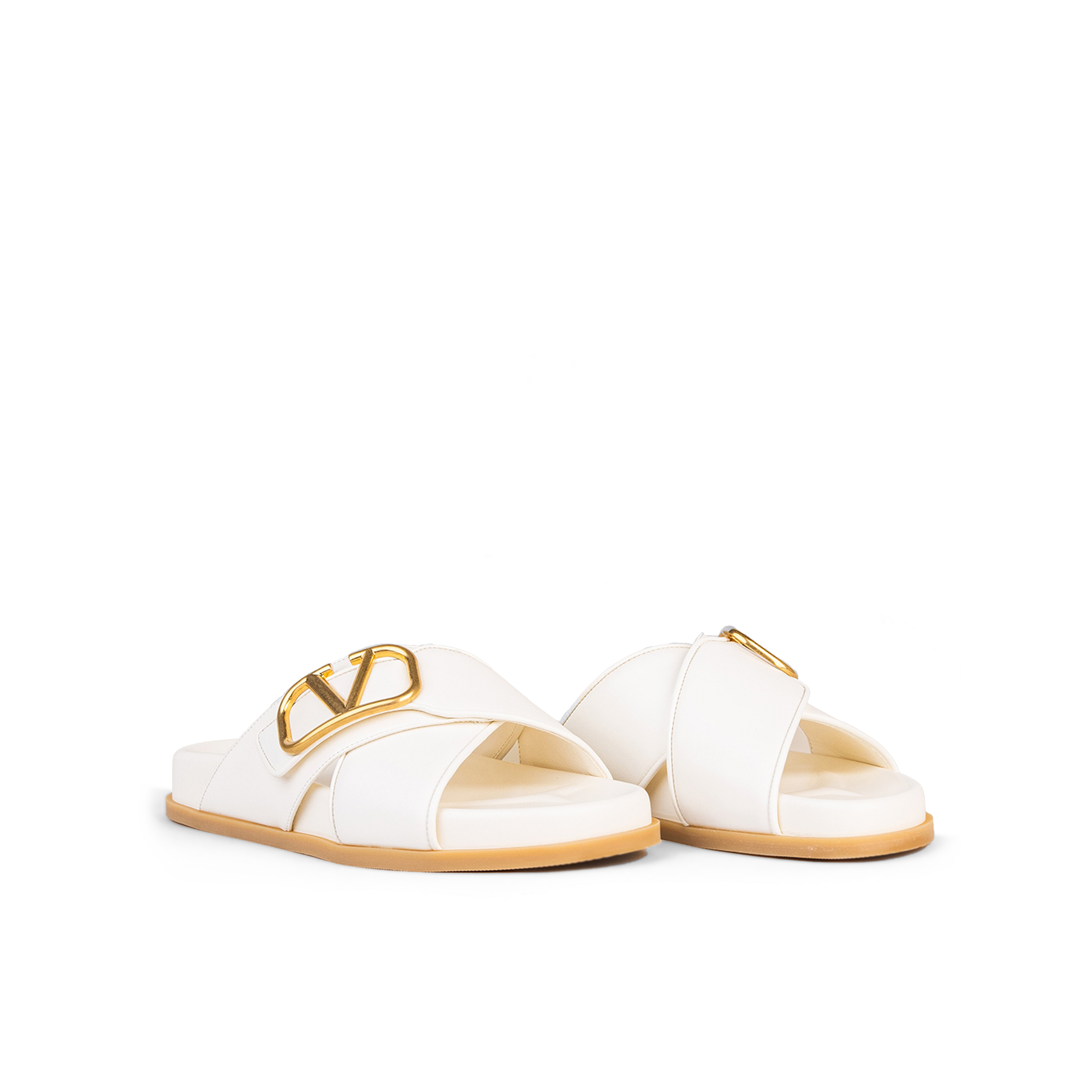 Sandalias Blancas Valentino Gold Vlogo