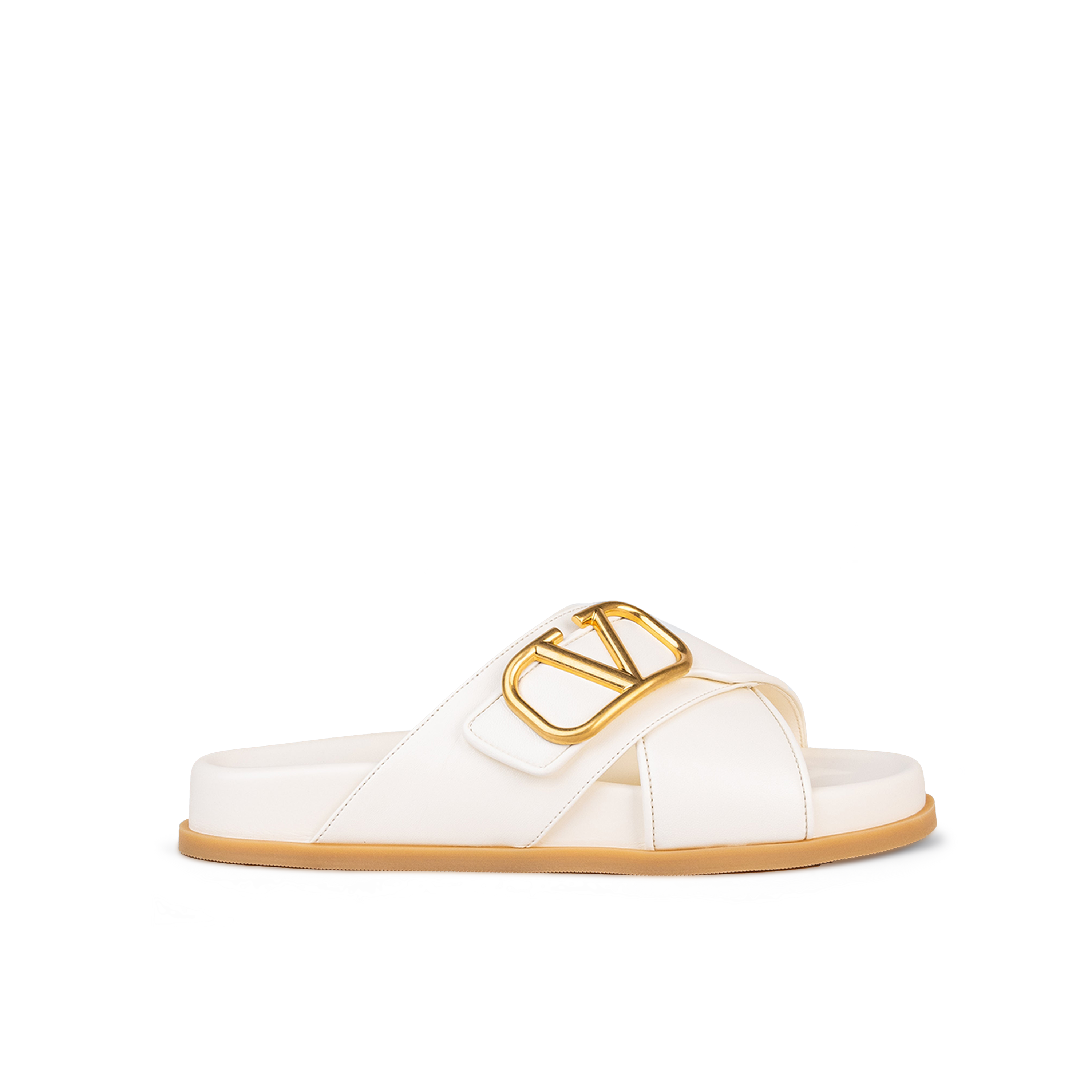 Sandalias Blancas Valentino Gold Vlogo