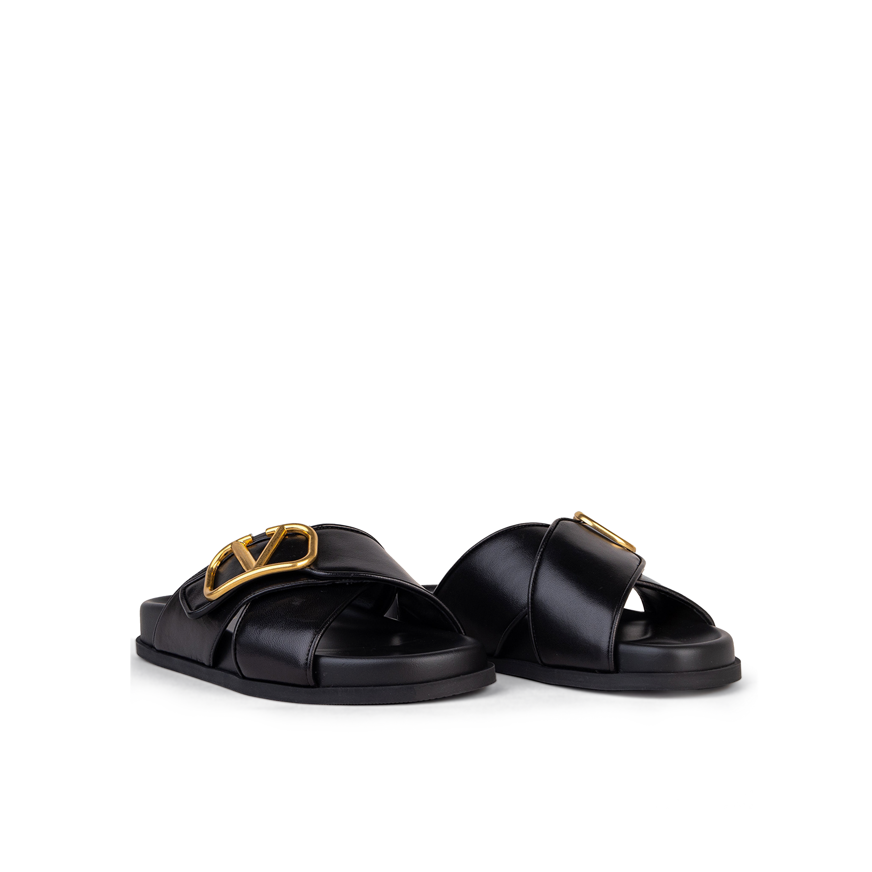 Sandalias Negras Valentino Gold Vlogo