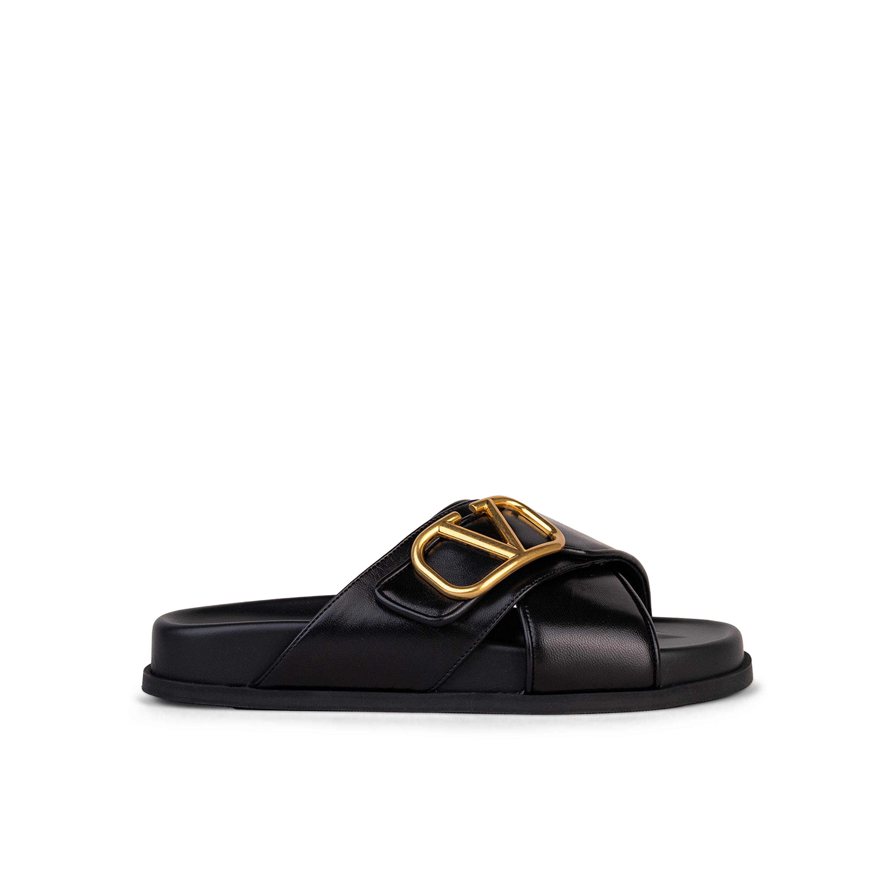 Sandalias Negras Valentino Gold Vlogo