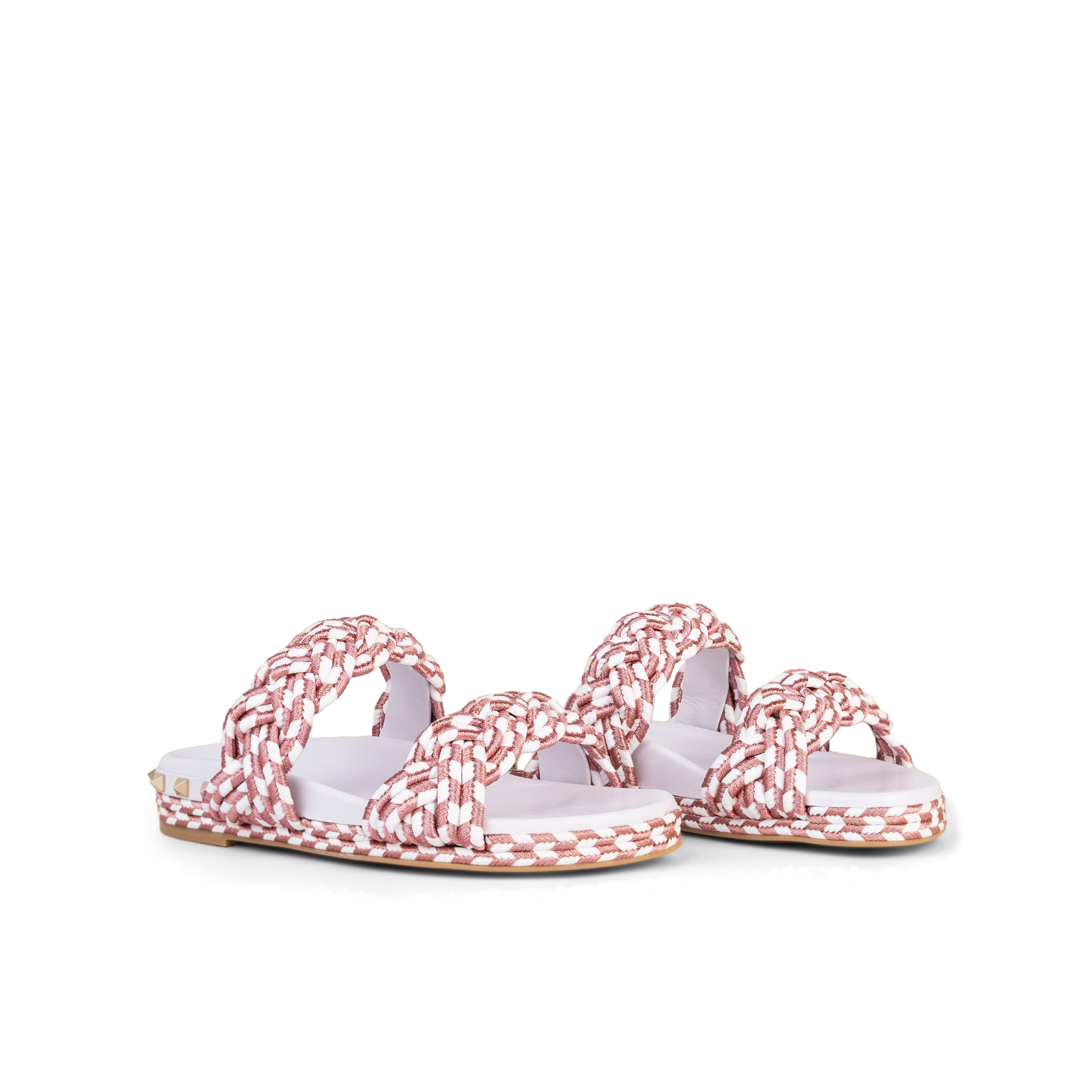 Sandalias Blancas Rosa Valentino Rockstud Torchon