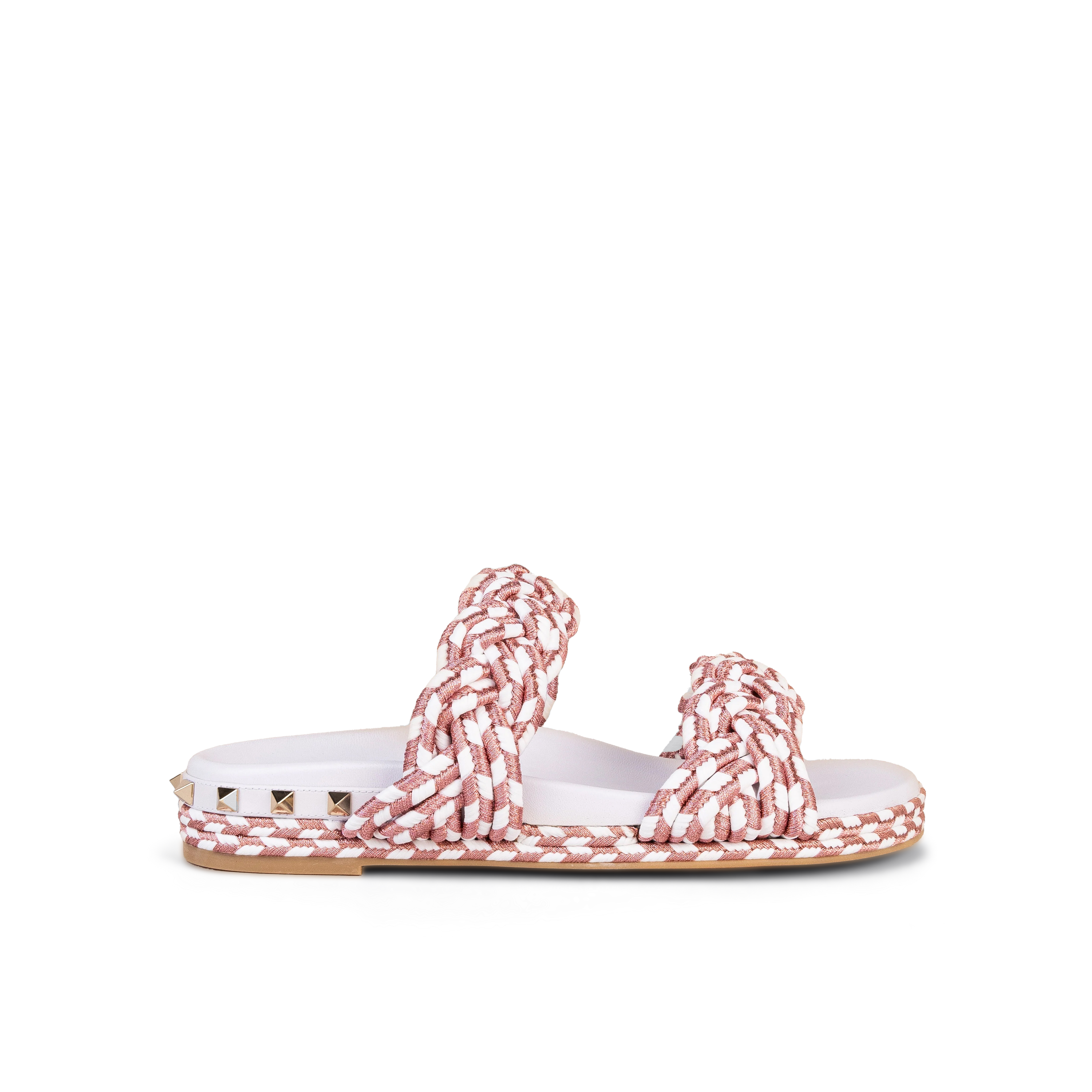 Sandalias Blancas Rosa Valentino Rockstud Torchon