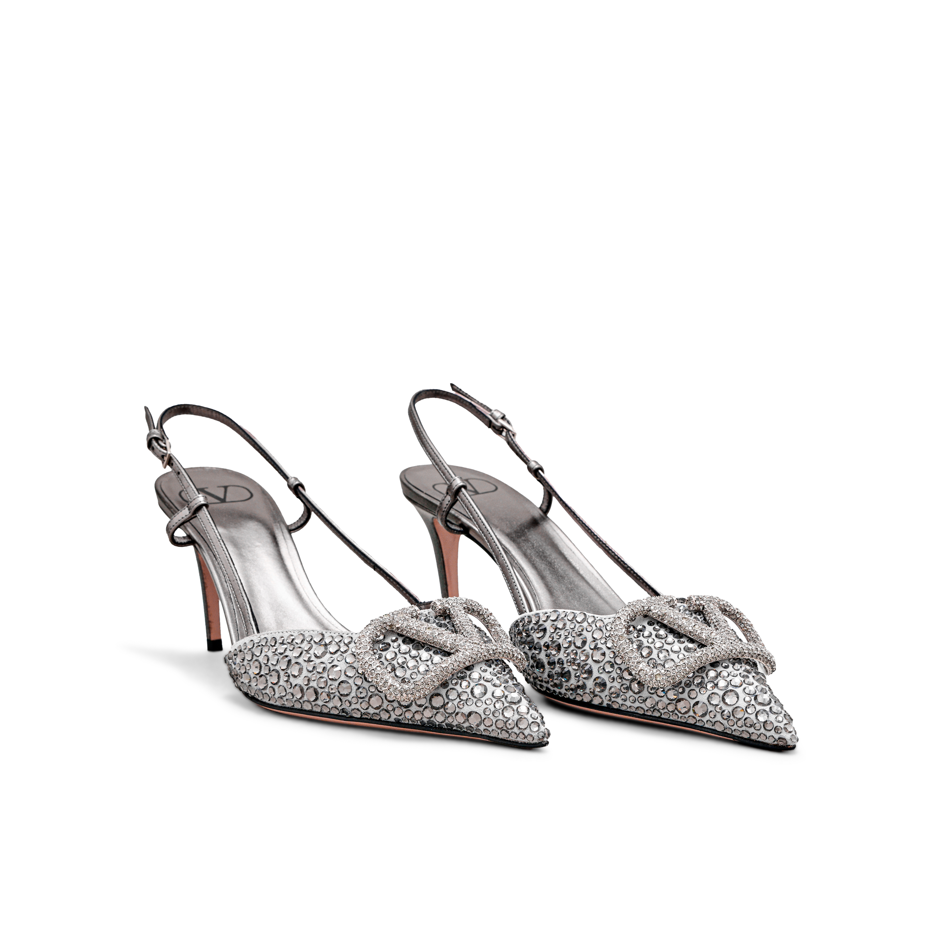 Sandalias de Tacón Negro Valentino Crystals 80Mm
