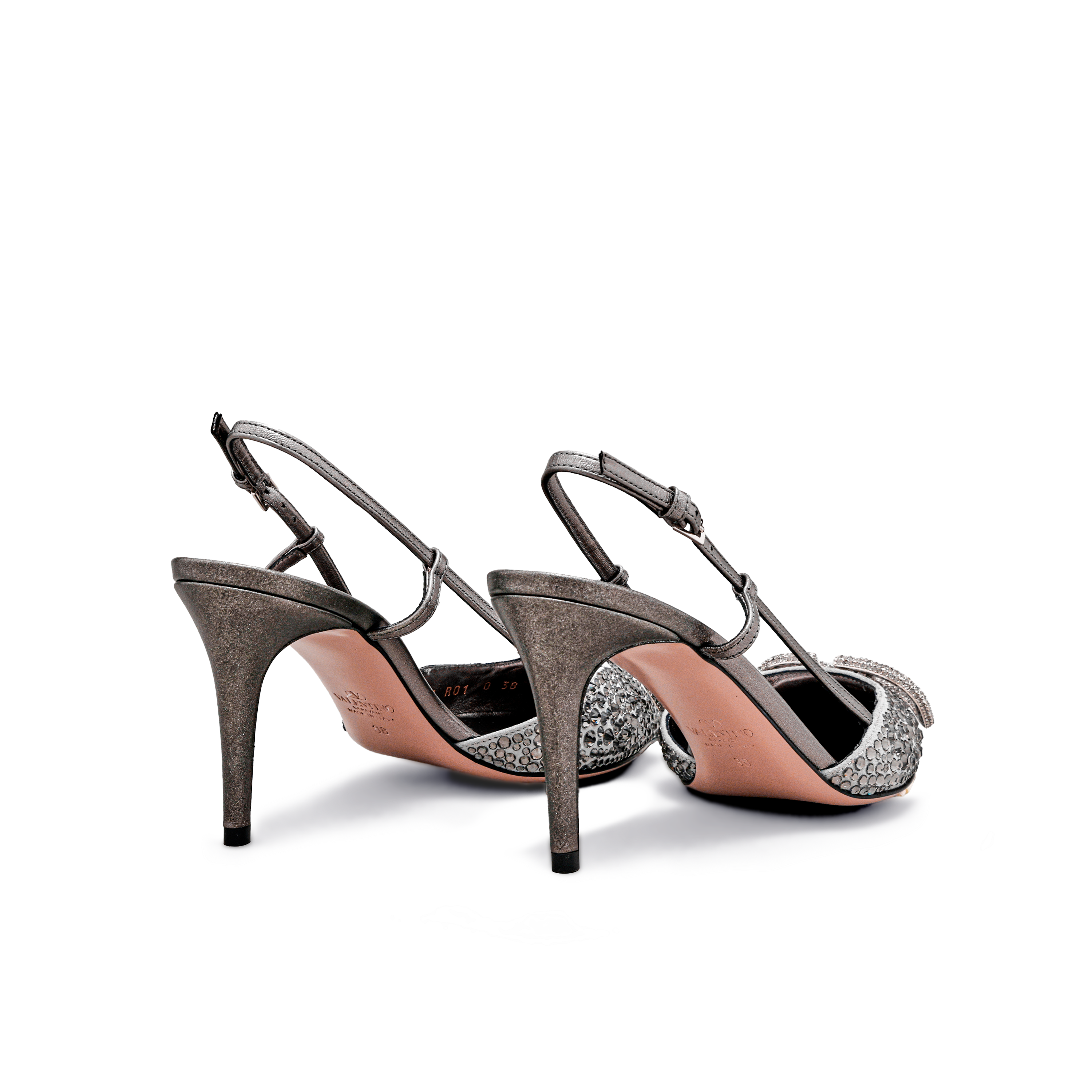 Sandalias de Tacón Negro Valentino Crystals 80Mm