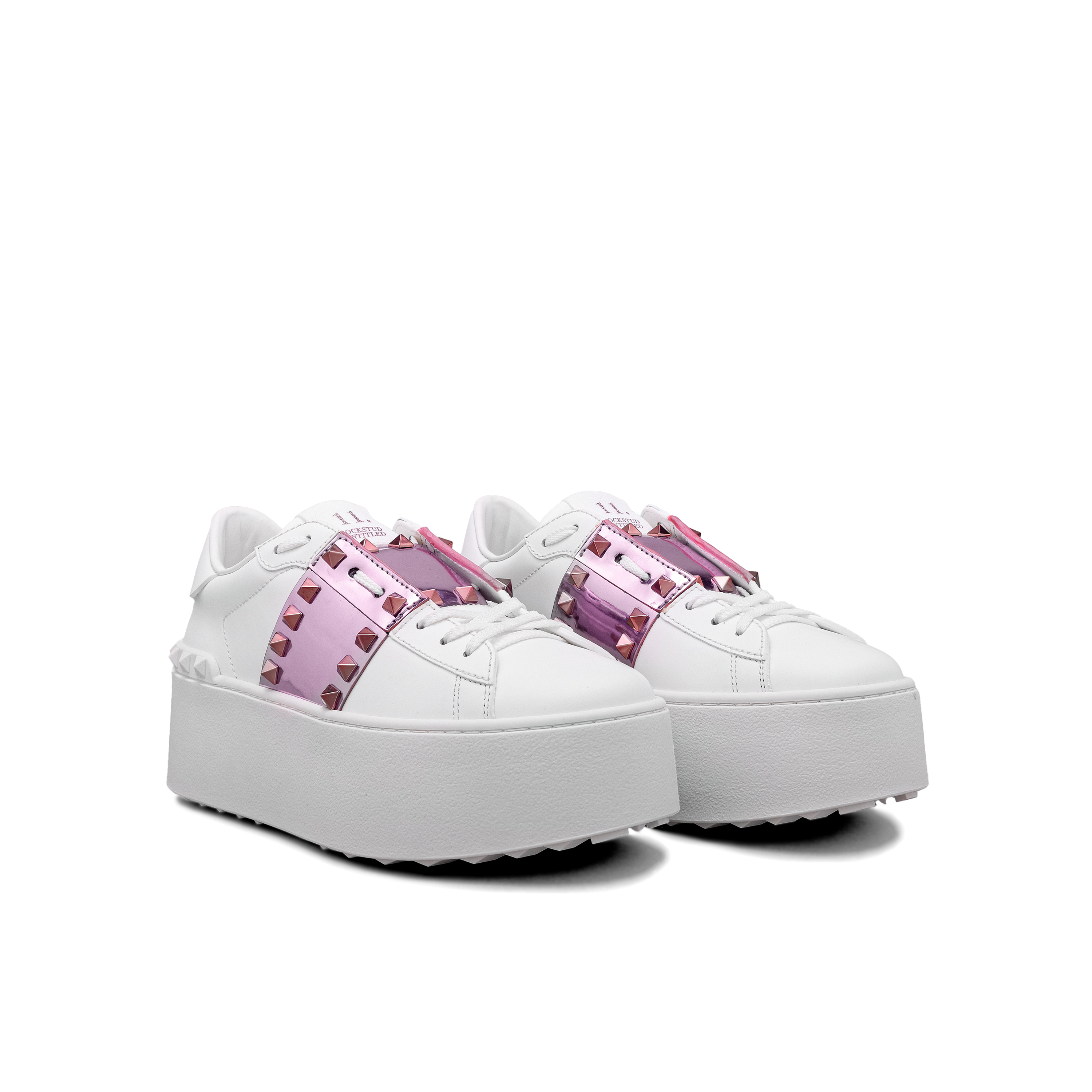 Sneakers Blancos Rosado Valentino Flatform Rockstud