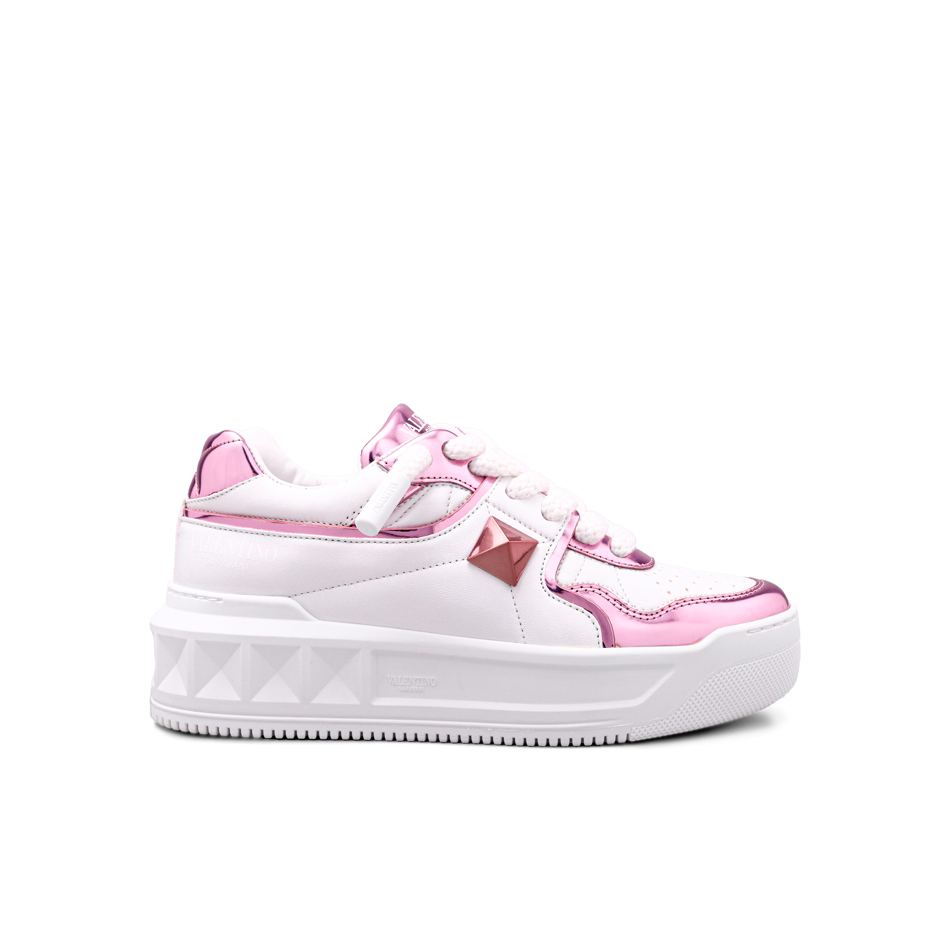 Sneakers Blancos Rosado Valentino Rosado One Roman Stud