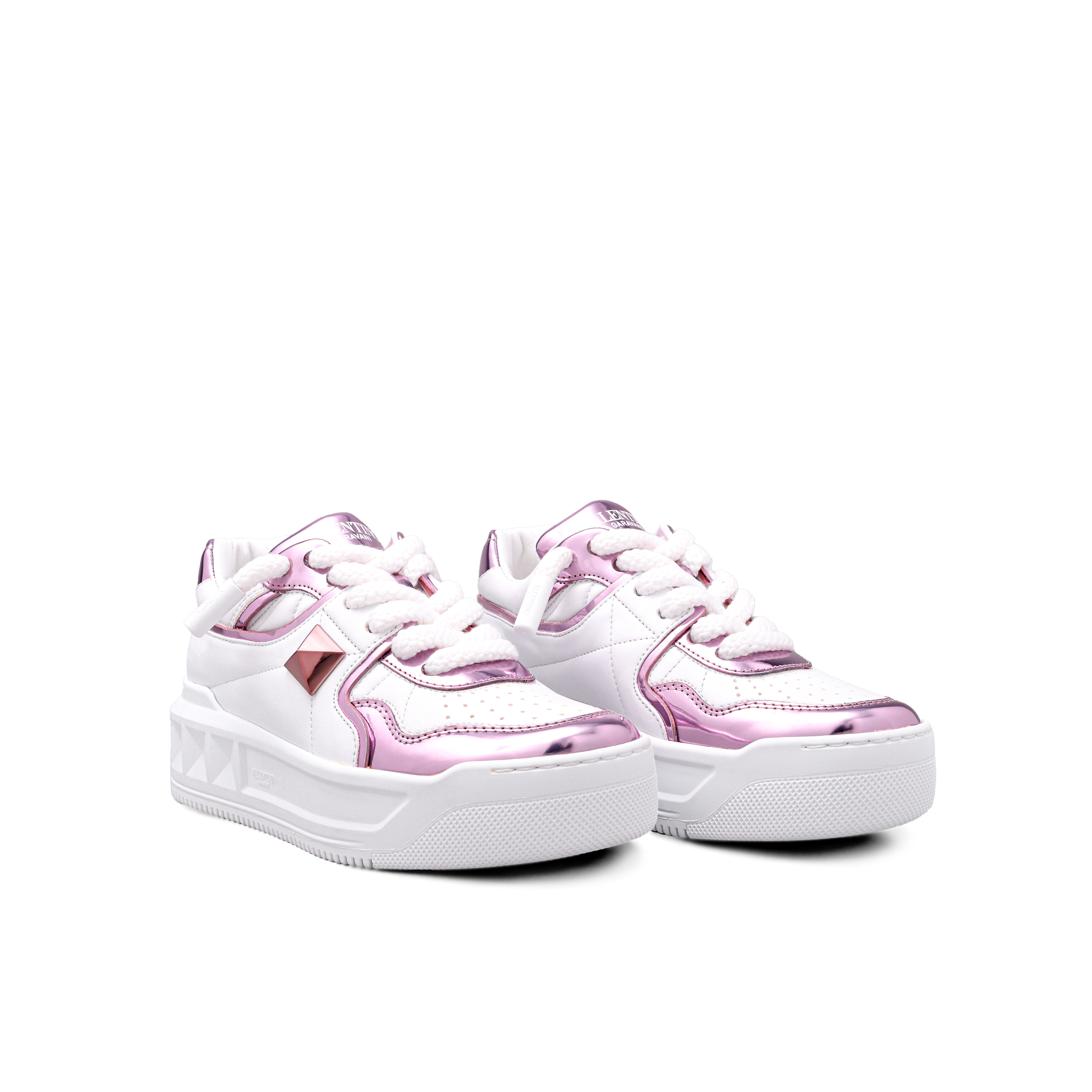 Sneakers Blancos Rosado Valentino Rosado One Roman Stud