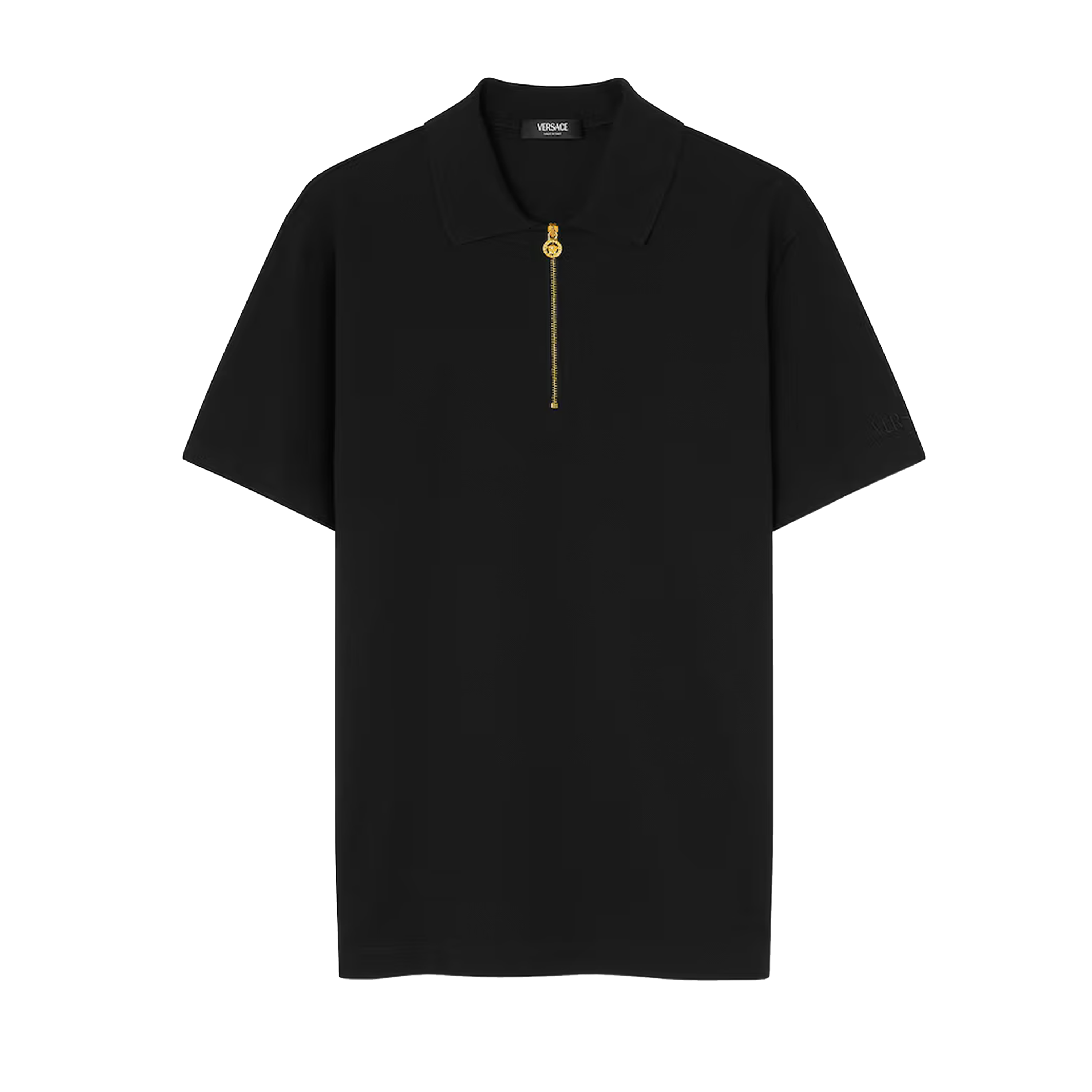 Camiseta Tipo Polo Negra Versace Gold Zip