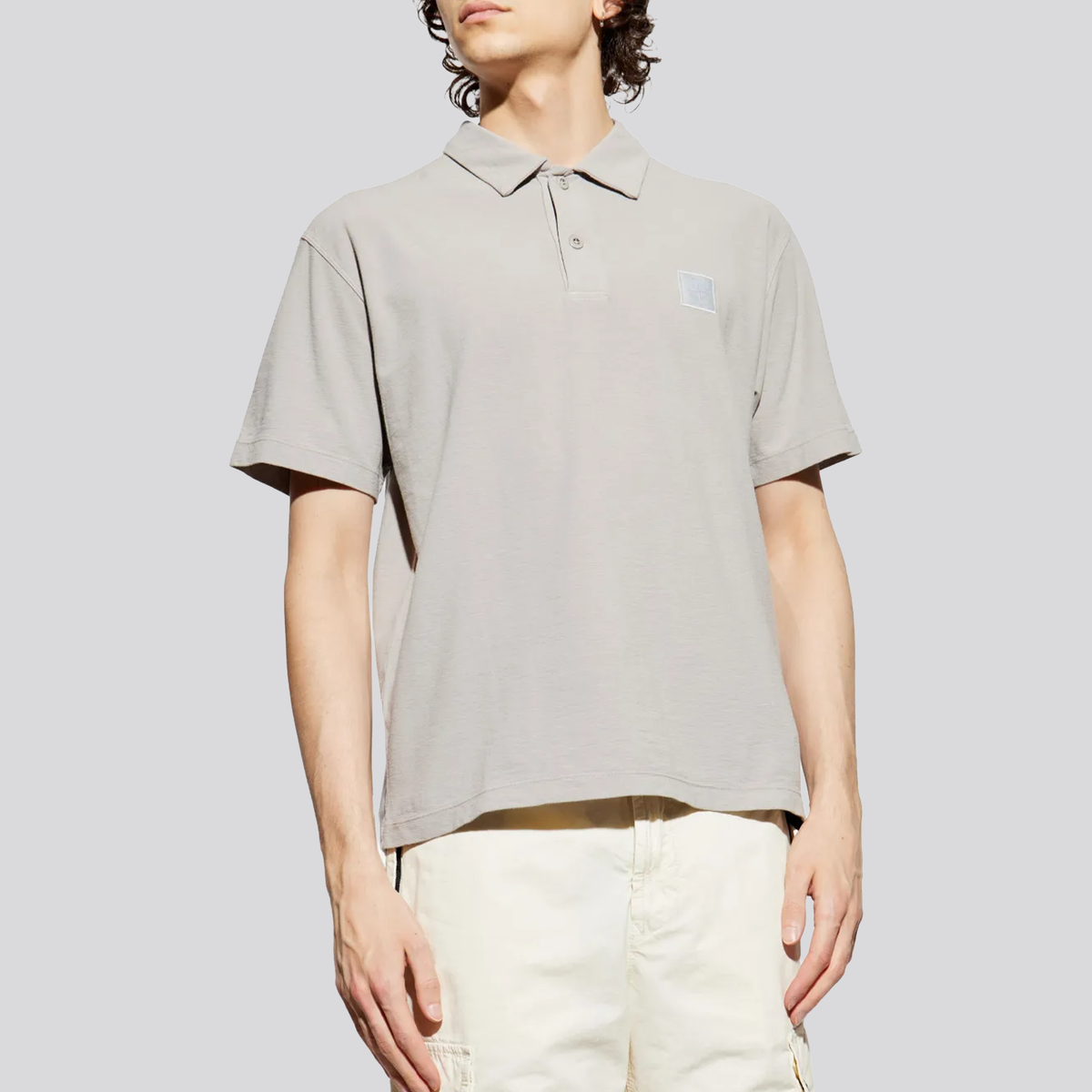 Camiseta Tipo Polo Gris Stone Island Ghost