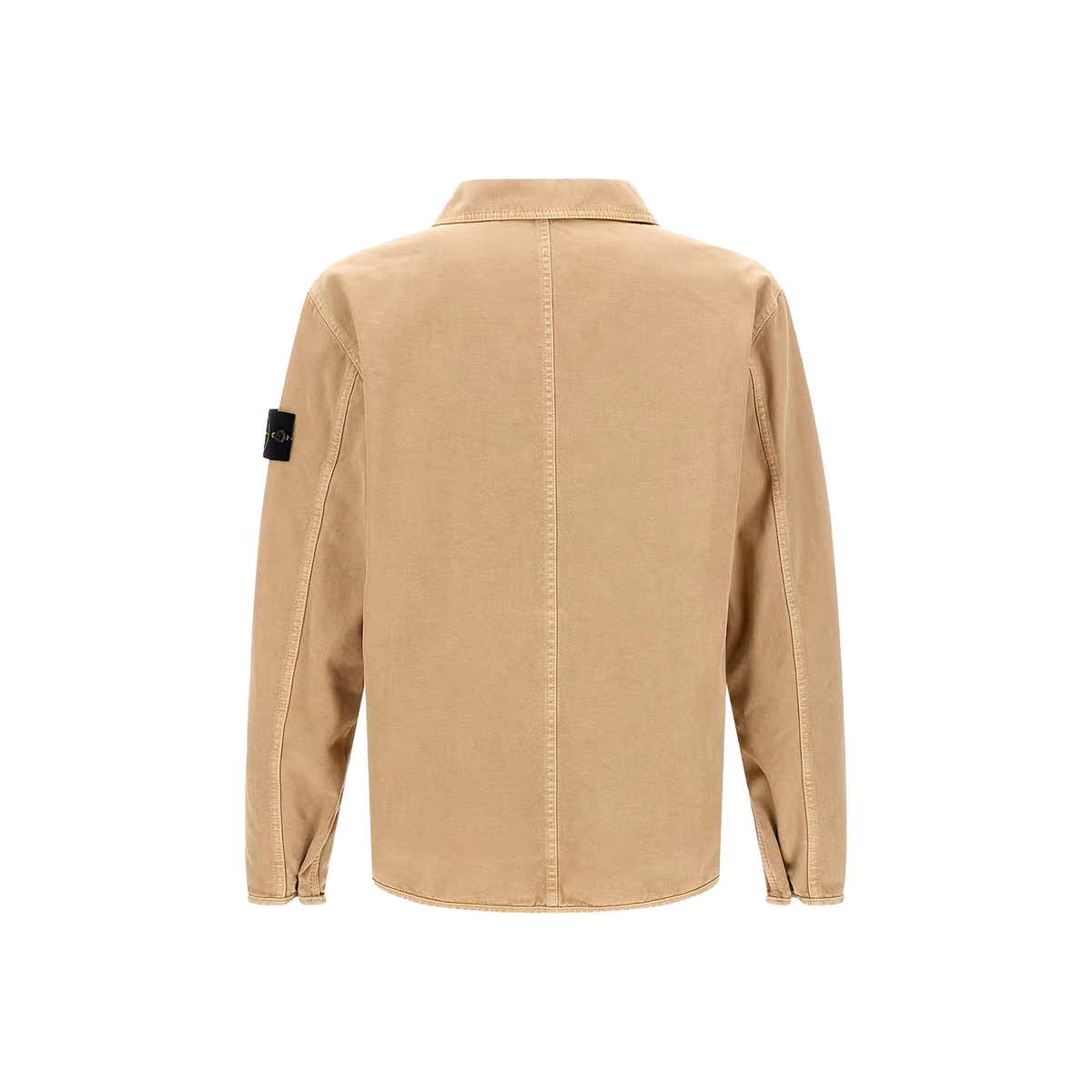 Camisa Beige Stone Island Overshirt Pocket Logo Patch