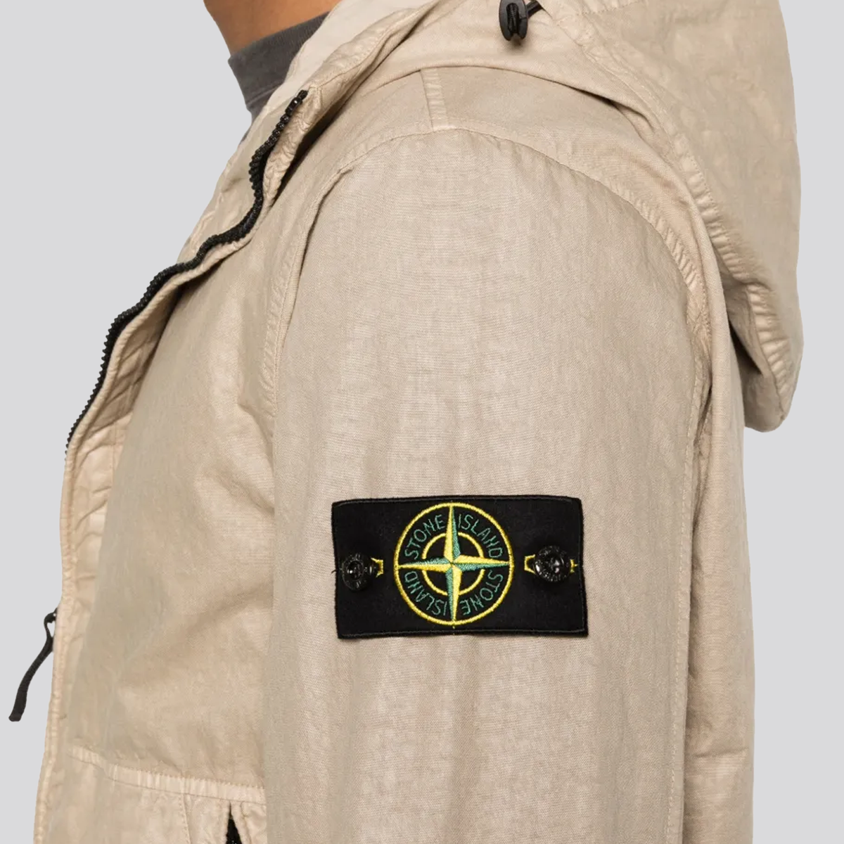 Chaqueta Beige Stone Island Hoodie Logo Patch Nylon Panama