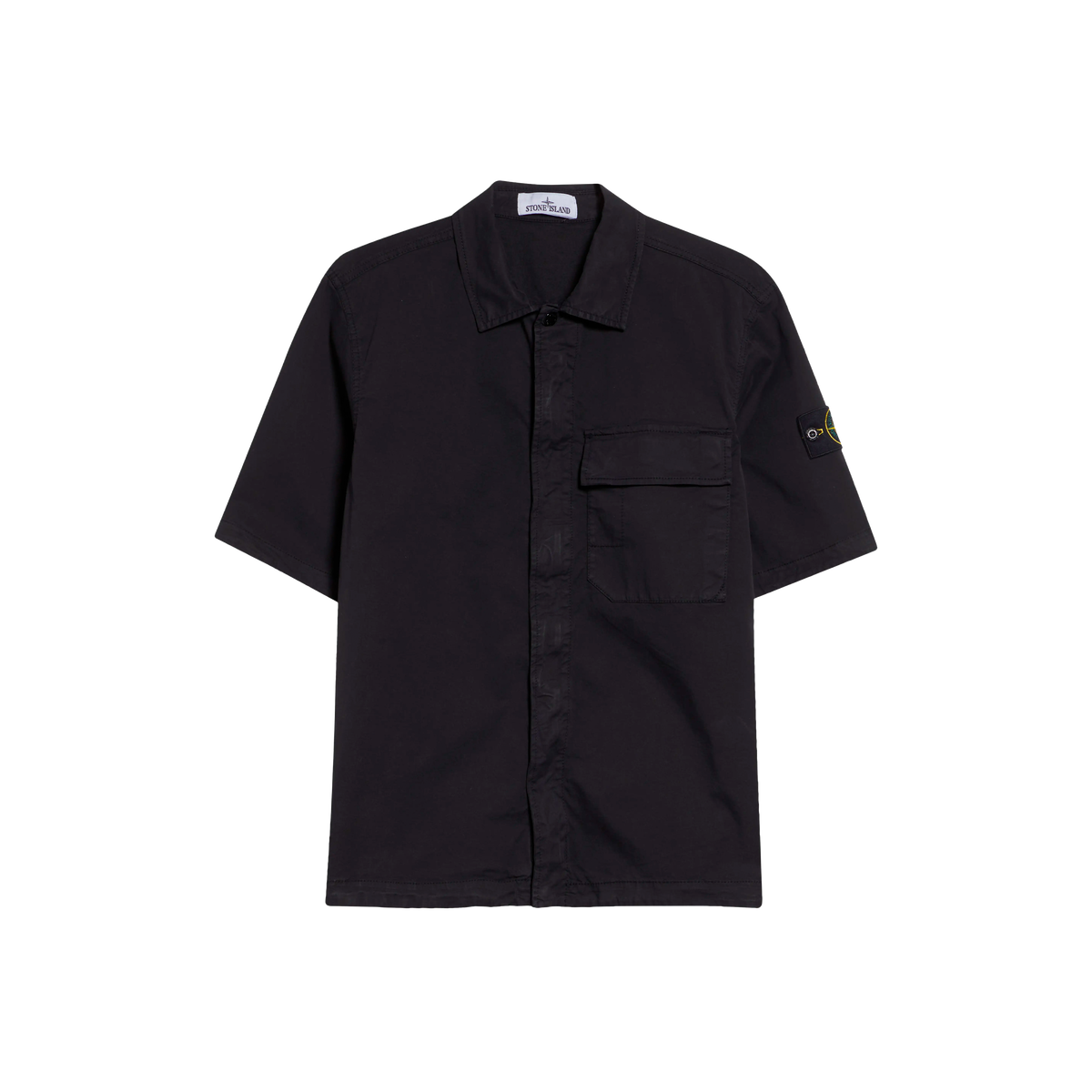 Camisa Negra Stone Island Logo Patch