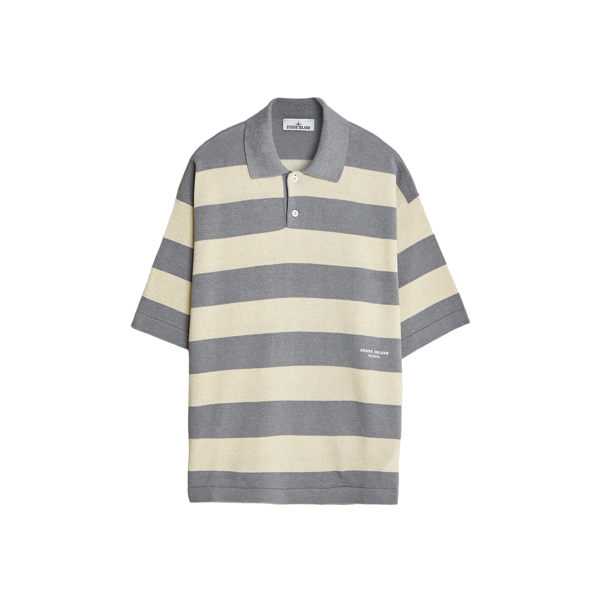 Camiseta Tipo Polo Gris - Crema Stone Island Marina