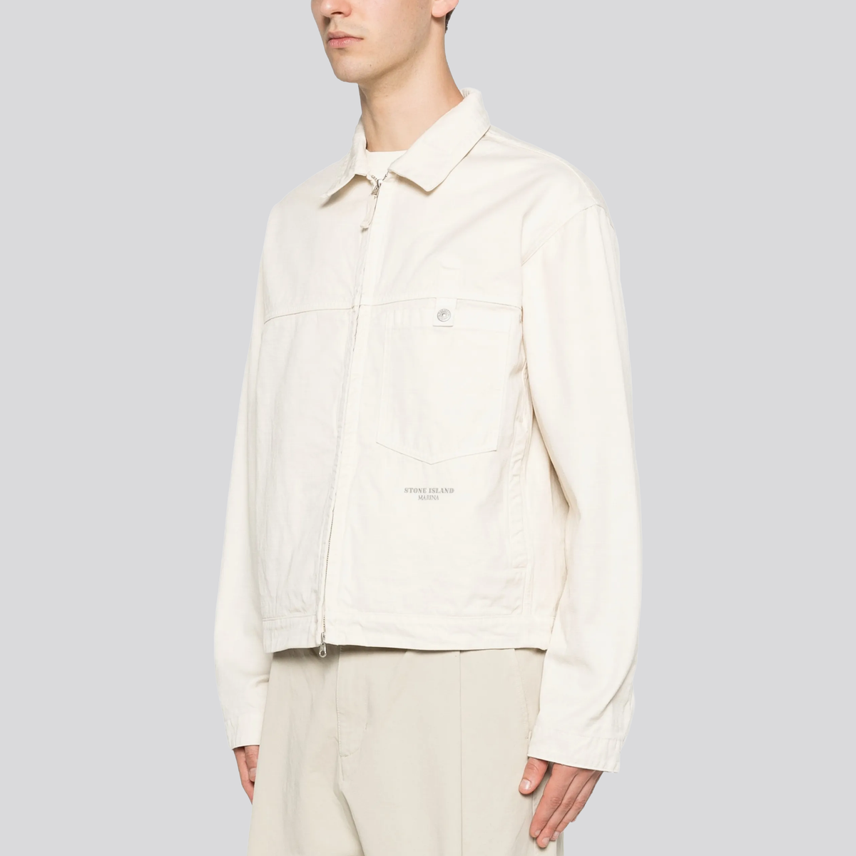 Chaqueta Blanca Stone Island Denim Marina