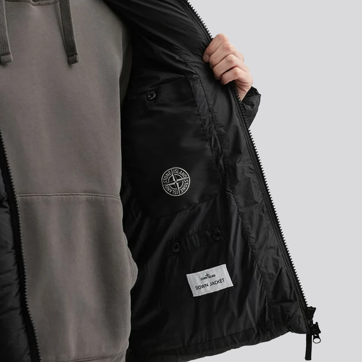 Chaqueta Negra Stone Island Piuma RDS