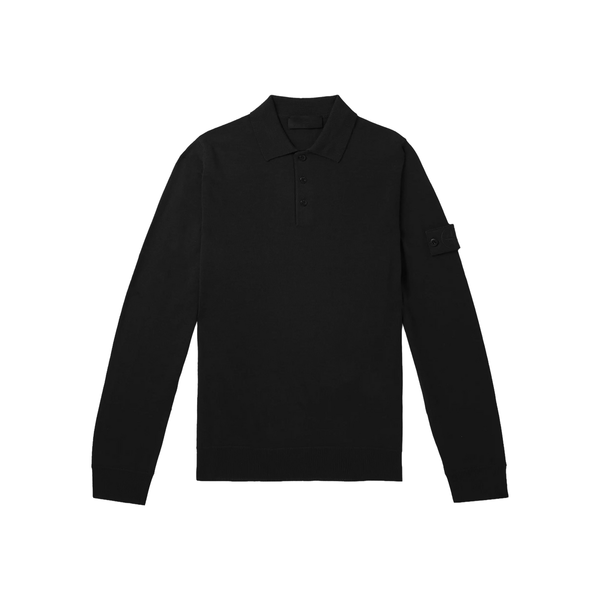 Camiseta Tipo Polo Negra Stone Island Ghost Manga Larga