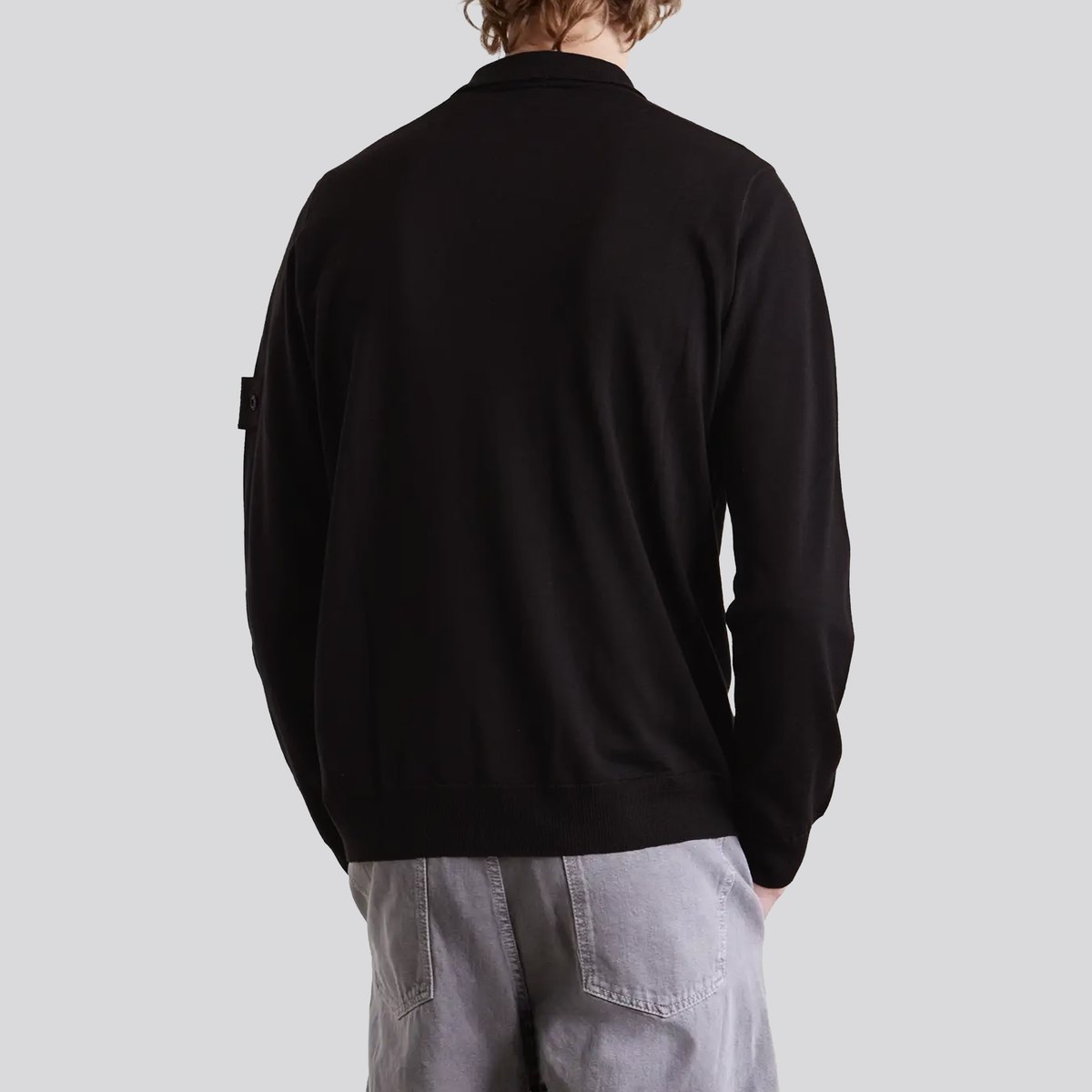 Camiseta Tipo Polo Negra Stone Island Ghost Manga Larga