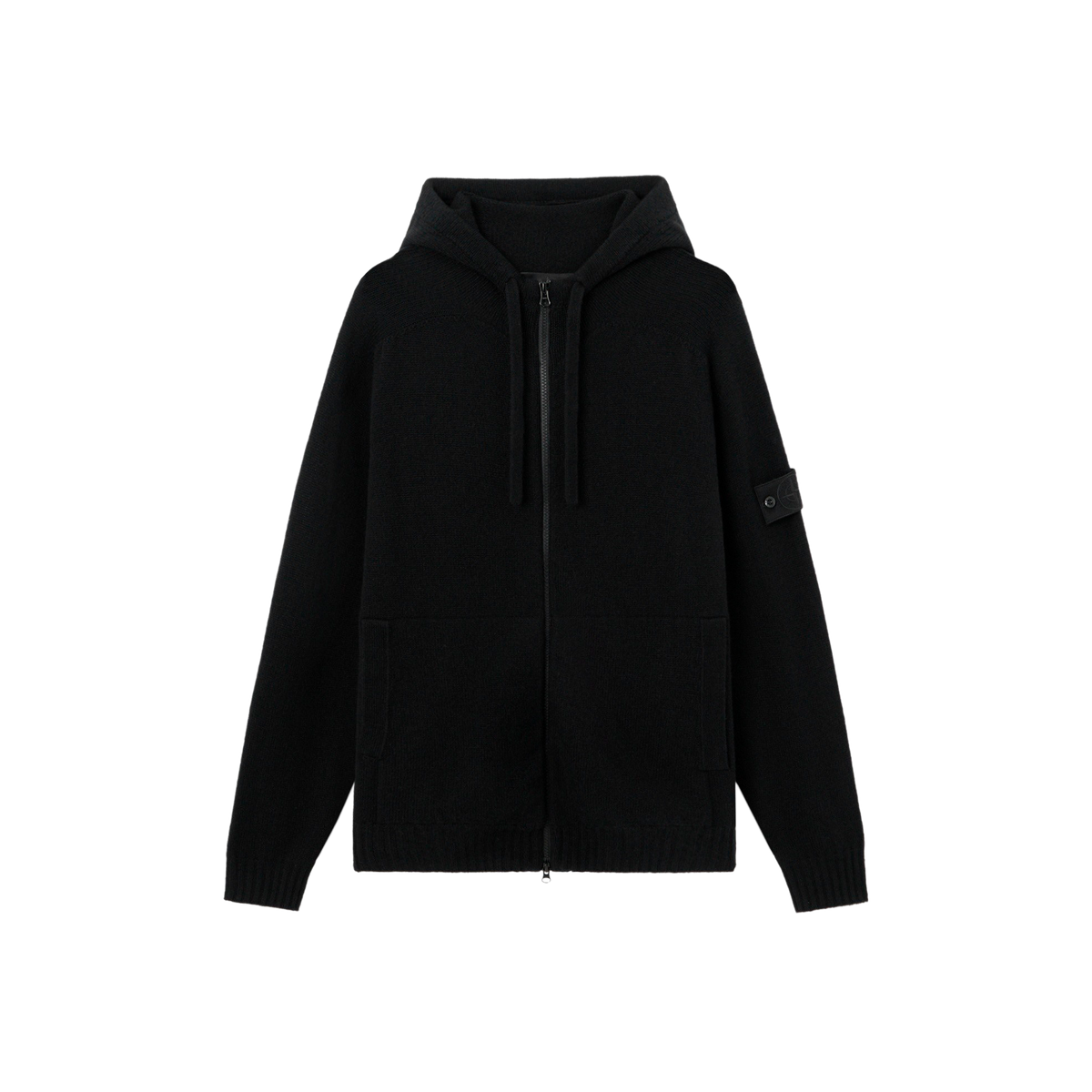 Buzo Negro Stone Island Zip Hoodie Cashmere Ghost