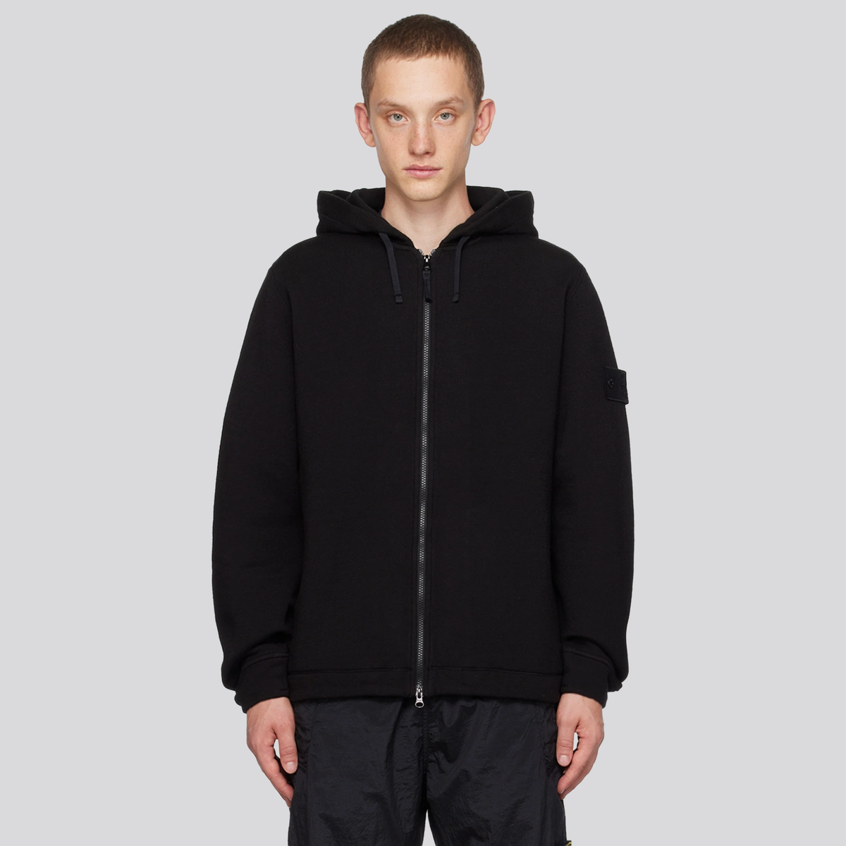 Buzo Negro Stone Island Zip Hoodie Cashmere Ghost