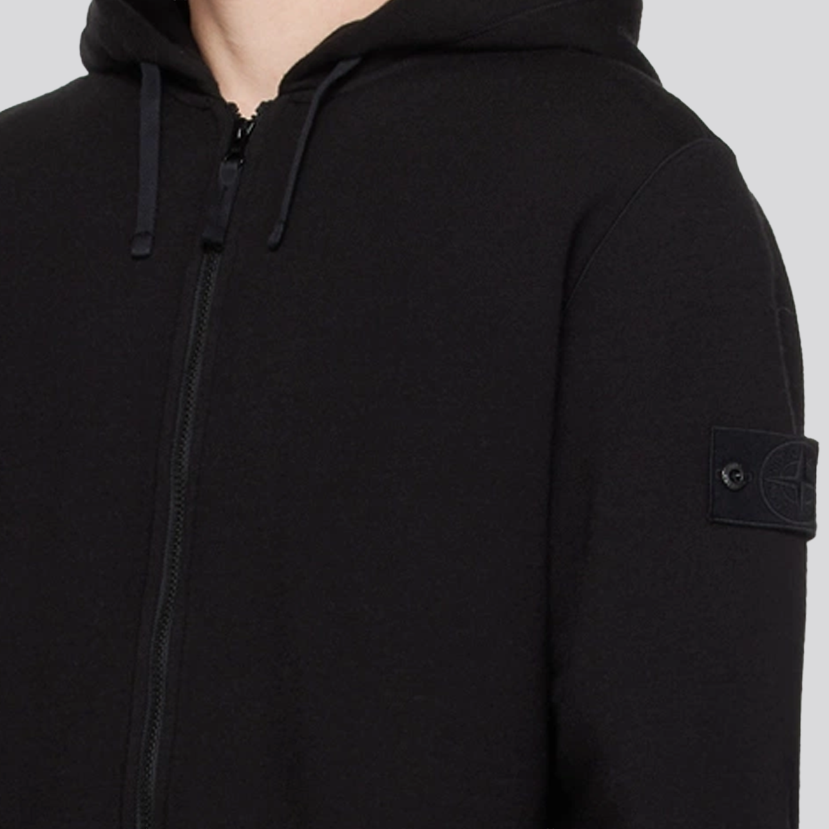 Buzo Negro Stone Island Zip Hoodie Cashmere Ghost