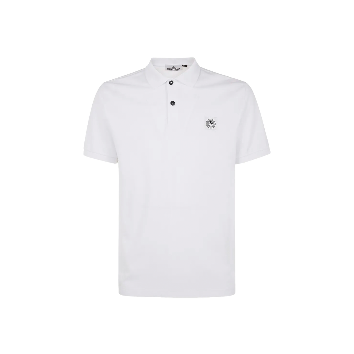 Camiseta Tipo Polo Blanca Stone Island Logo Patch