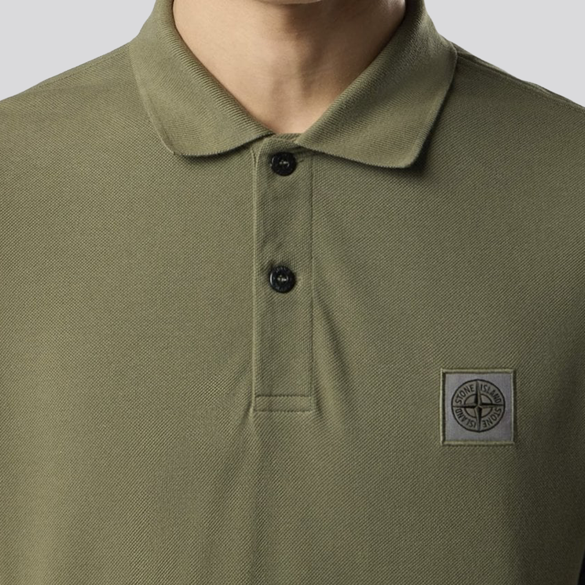 Camiseta Tipo Polo Verde Stone Island Logo Patch