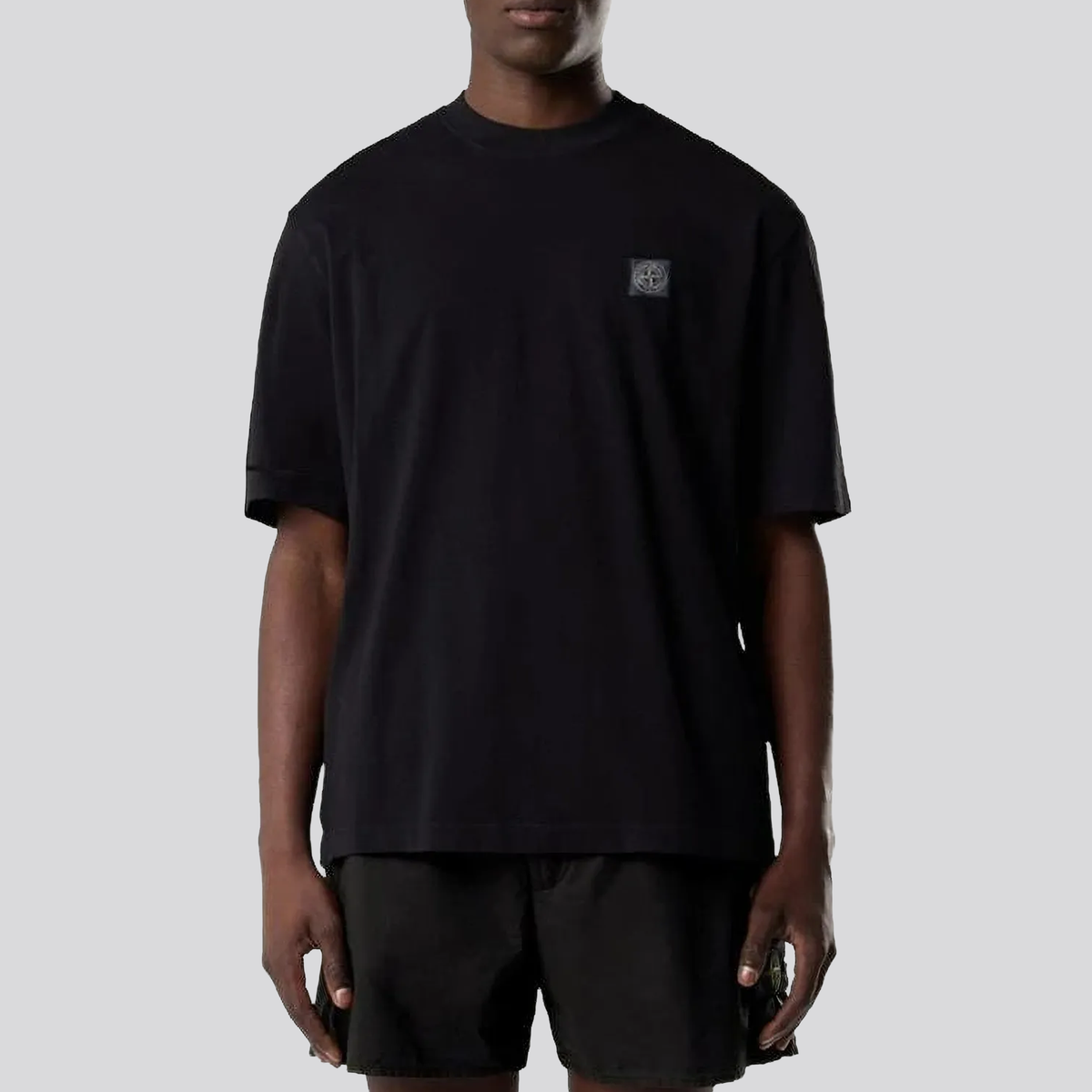 Camiseta Negra Stone Island Embroidered