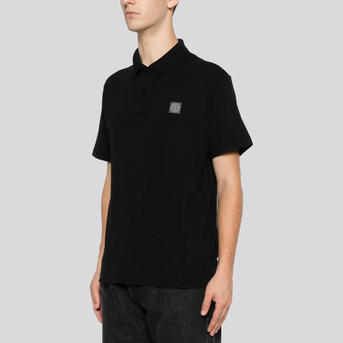 Camiseta Tipo Polo Negra Stone Island Ghost