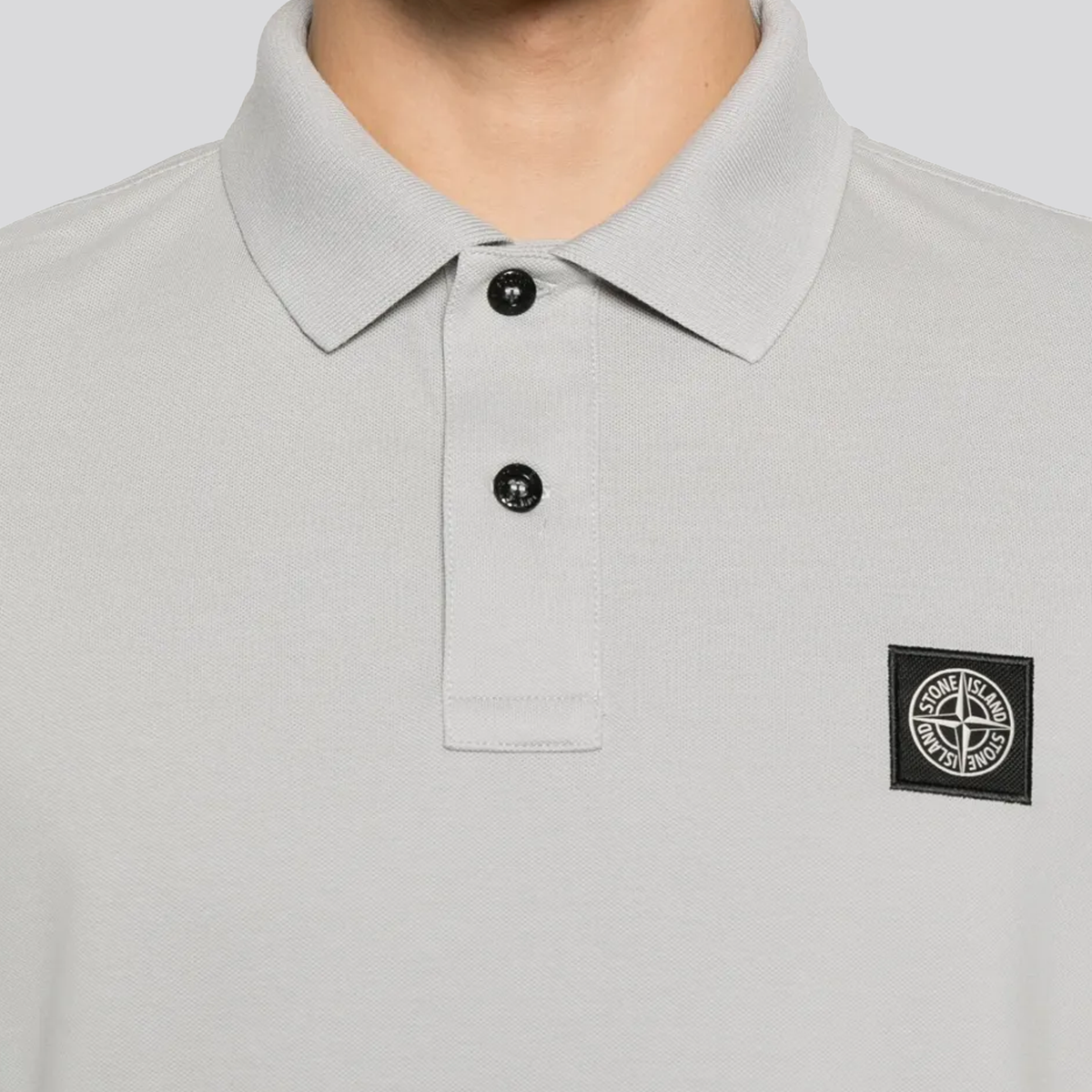 Camiseta Tipo Polo Beige Stone Island Logo Patch