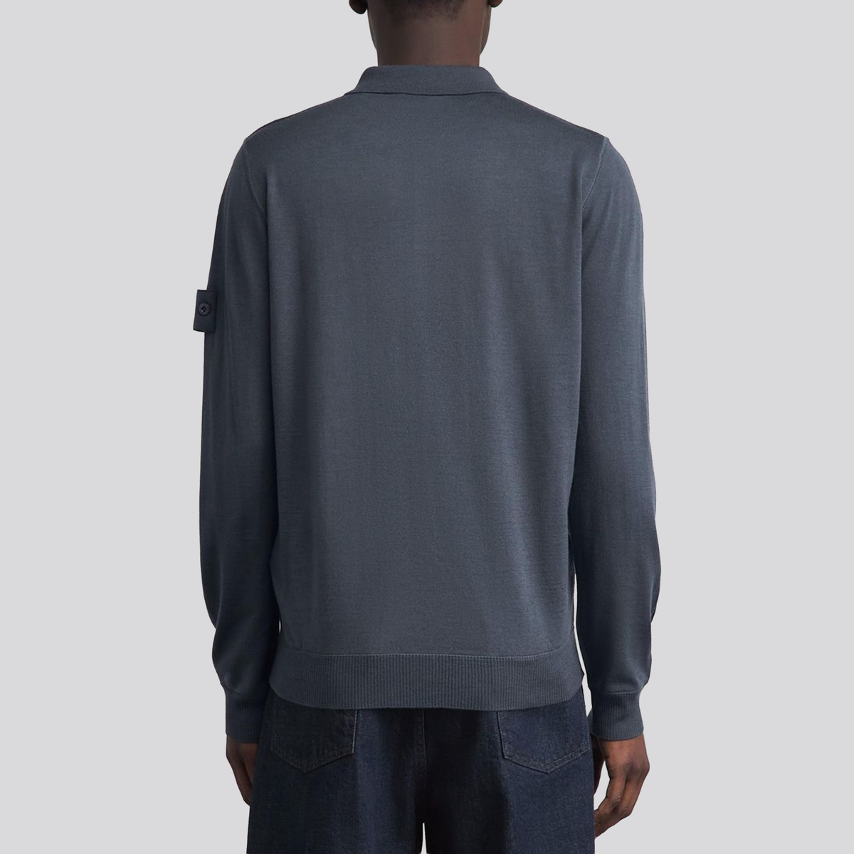 Camiseta Tipo Polo Azul Stone Island Ghost Manga Larga