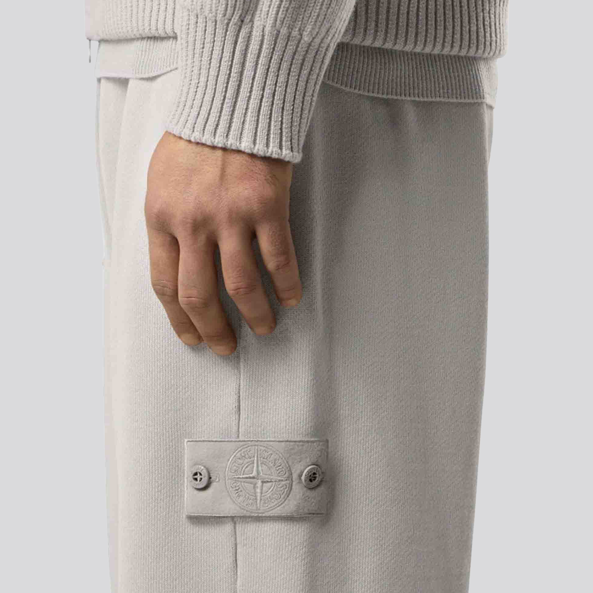 Sudadera Gris Stone Island Logo Patch Ghost