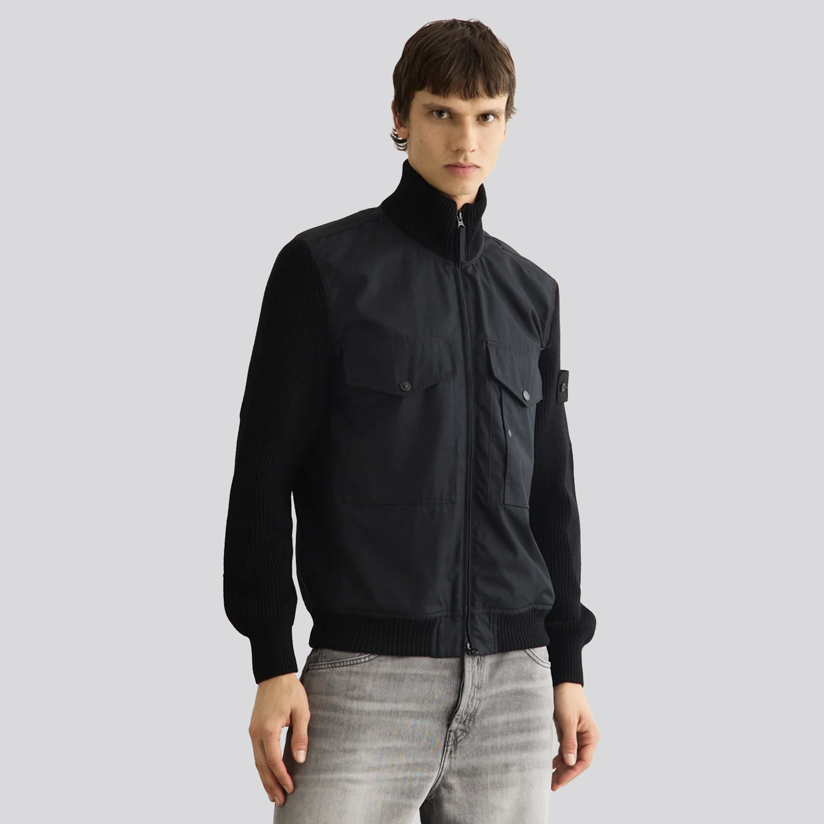 Chaqueta Negra Stone Island Maniche
