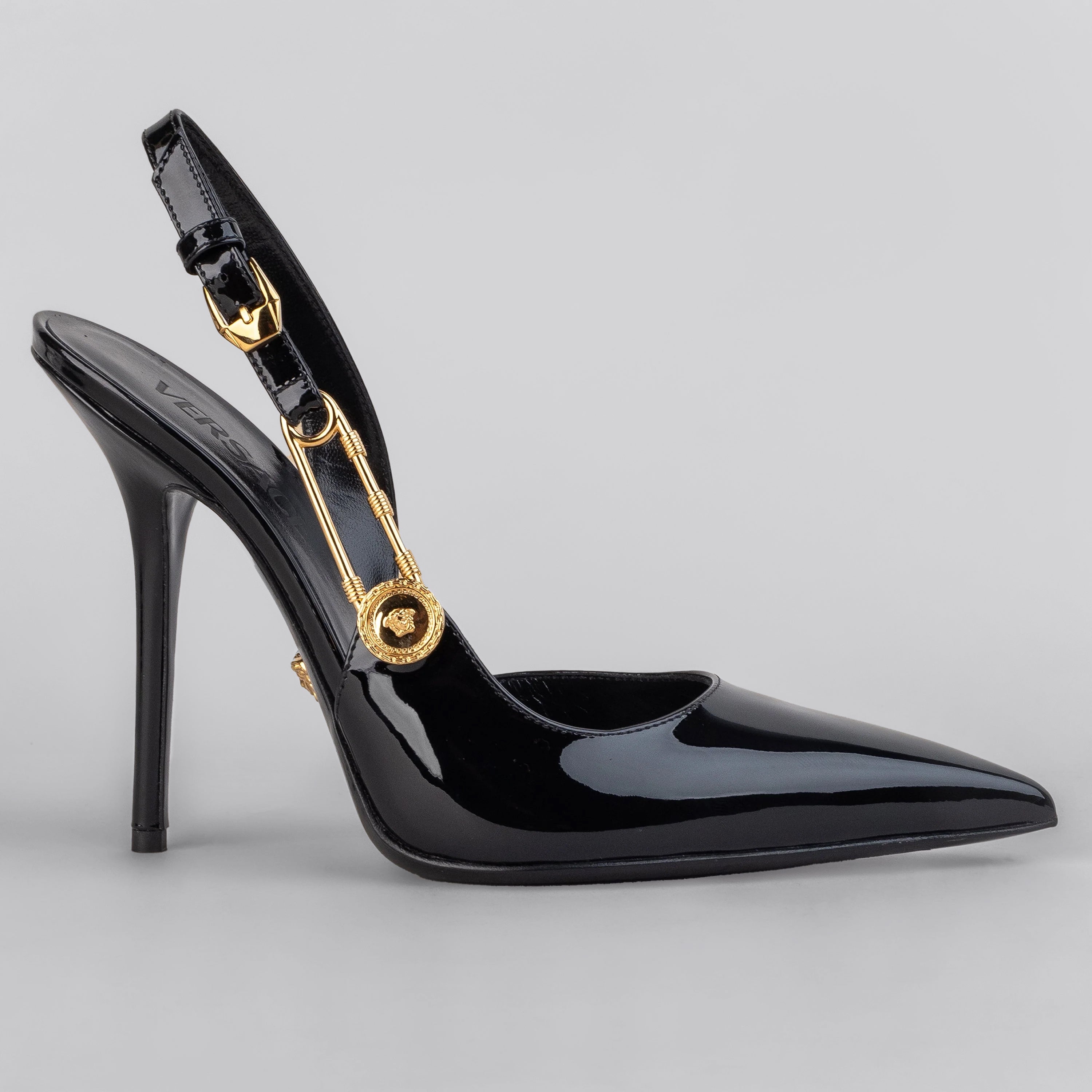 Tacones Negros Versace Safety Pin 110 mm