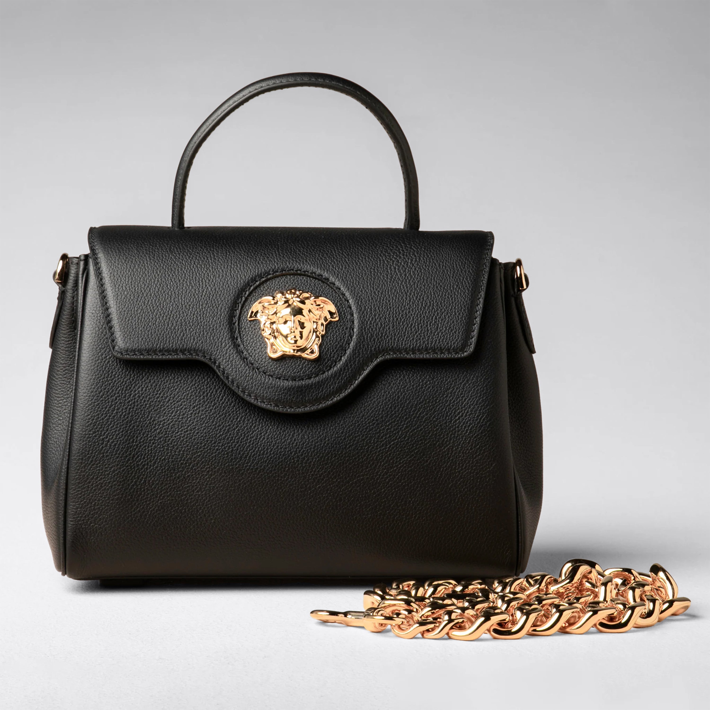 Bolso Negro Versace Oro Medusa