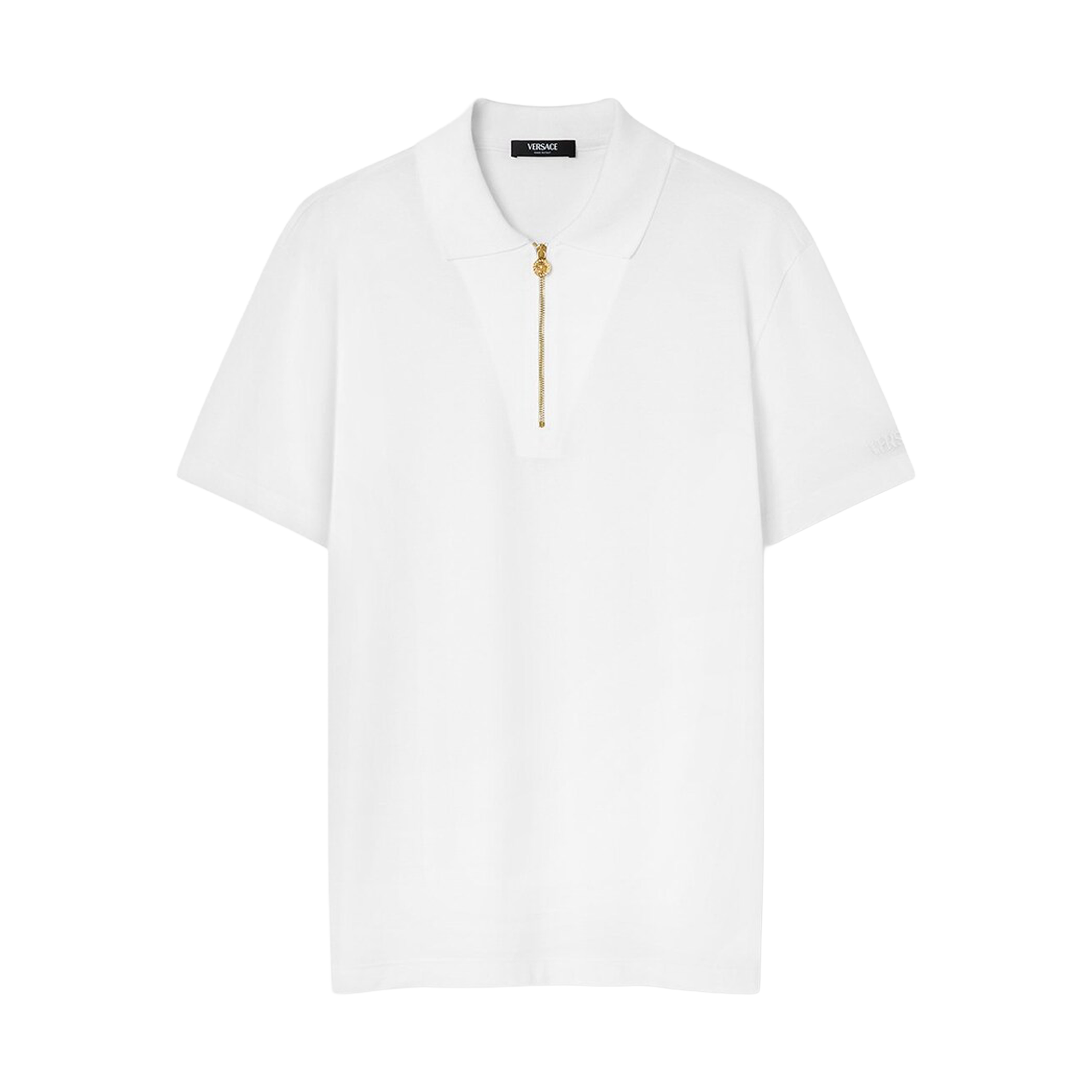 Camiseta Tipo Polo Blanca Versace Gold Zip