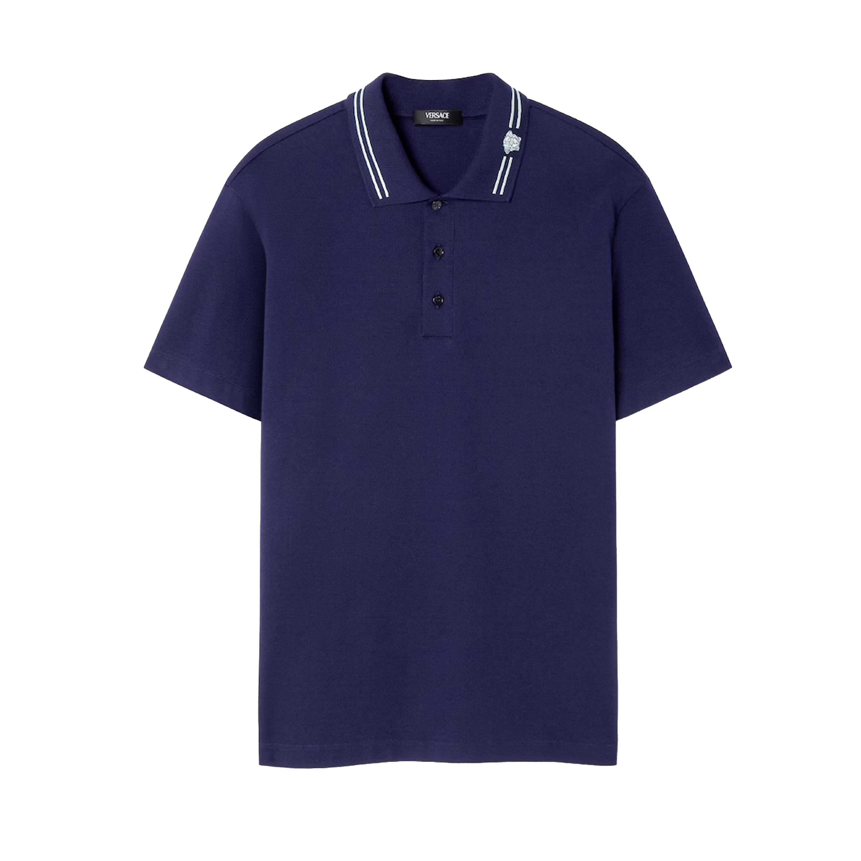 Camiseta Tipo Polo Azul Versace Medusa Neck