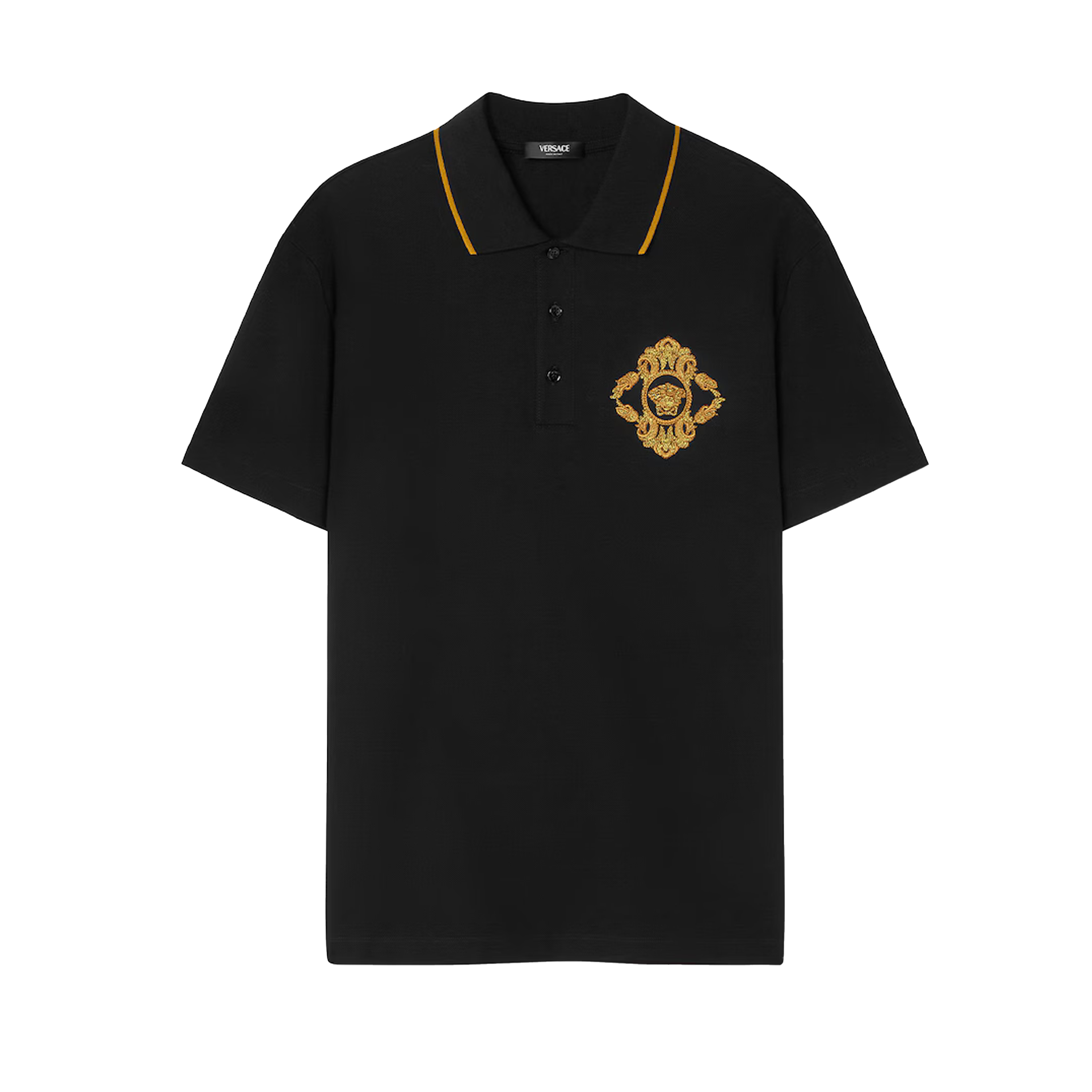 Camiseta Tipo Polo Negra Versace Crystal Medusa