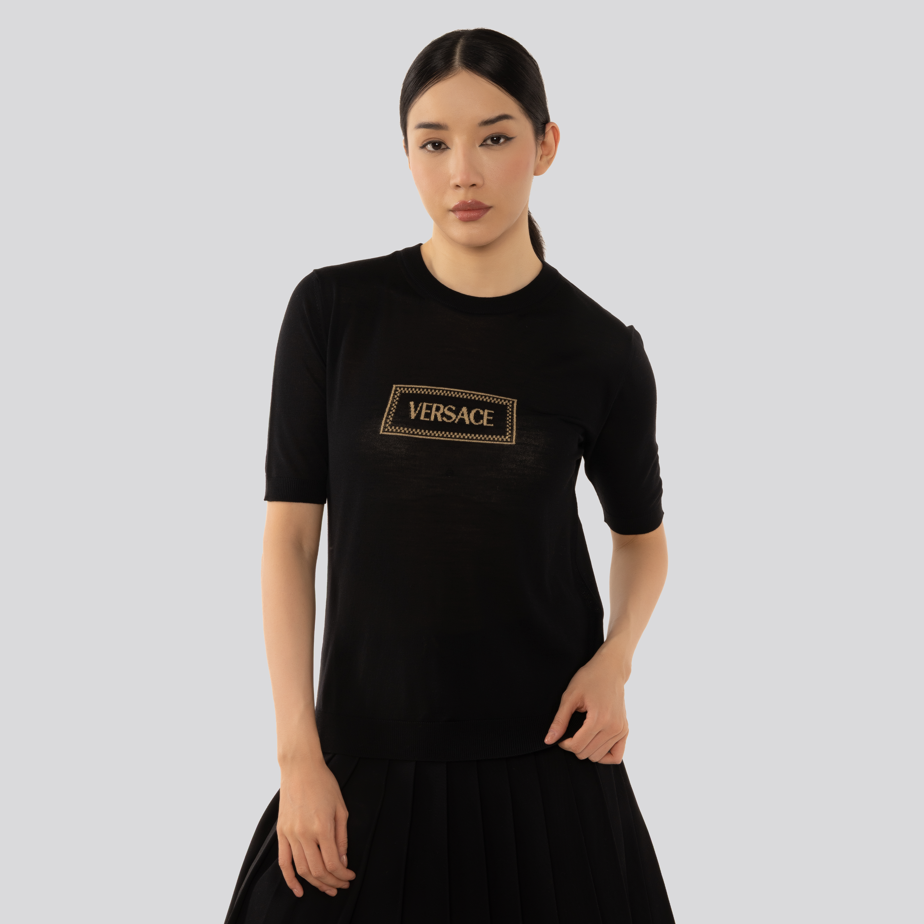 Suéter Negro Versace Gold Logo
