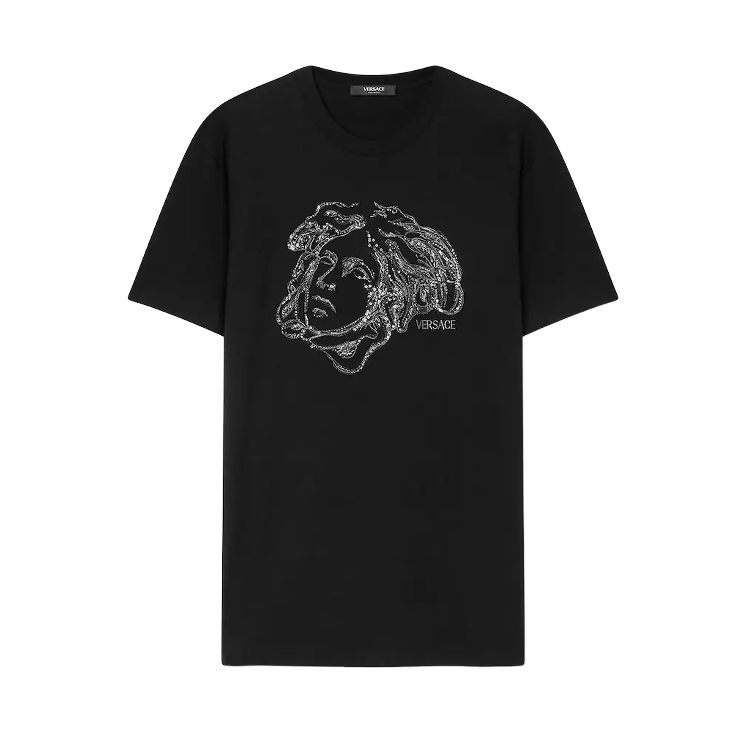 Camiseta Negra Versace Crystals Medusa