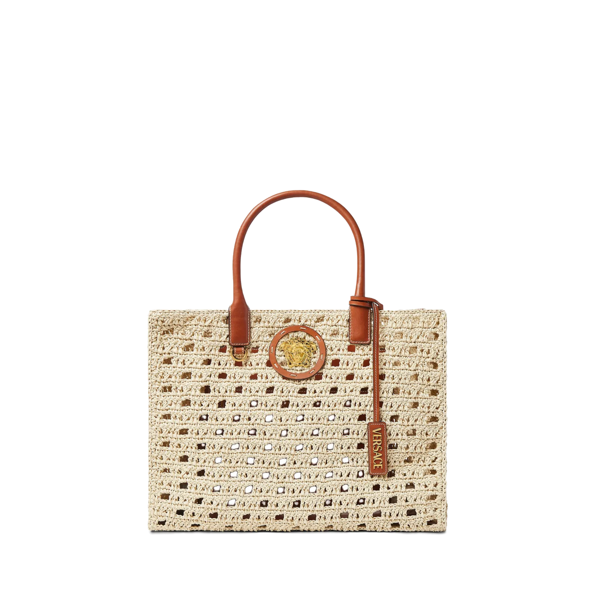 Cartera Beige Versace La Medusa Raffia