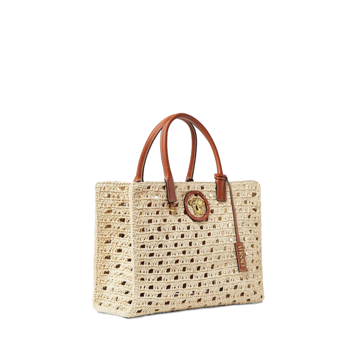 Cartera Beige Versace La Medusa Raffia