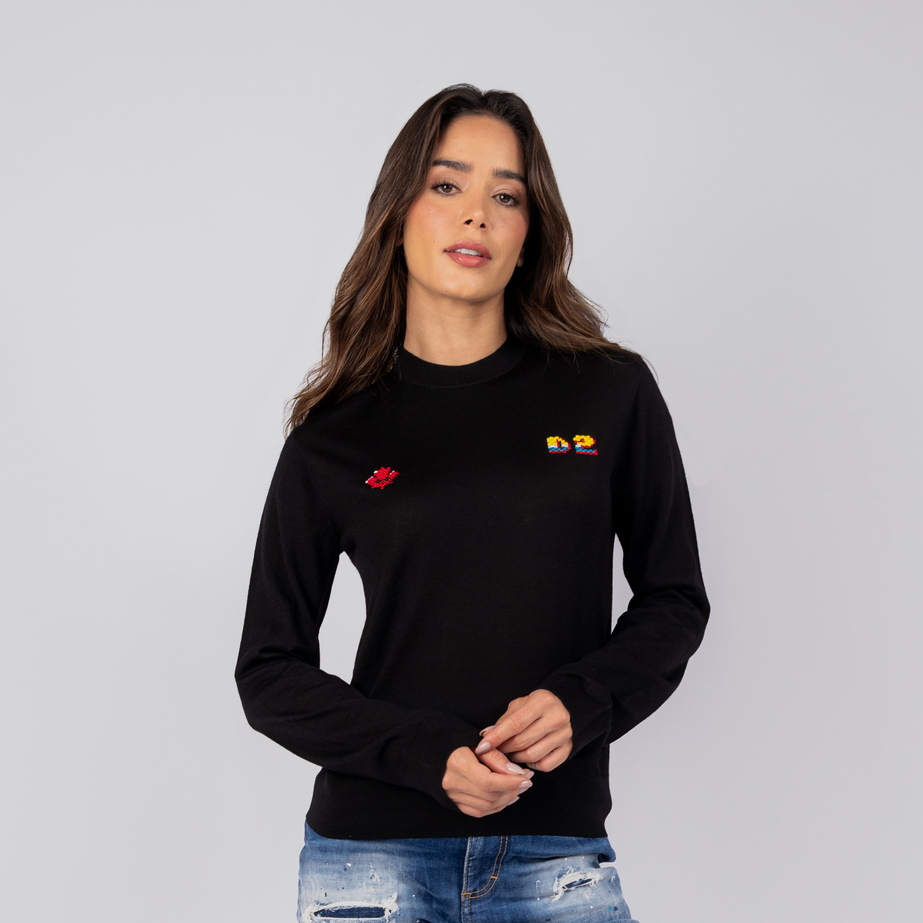 Suéter Negro Dsquared2 Knit Logo Embroidered
