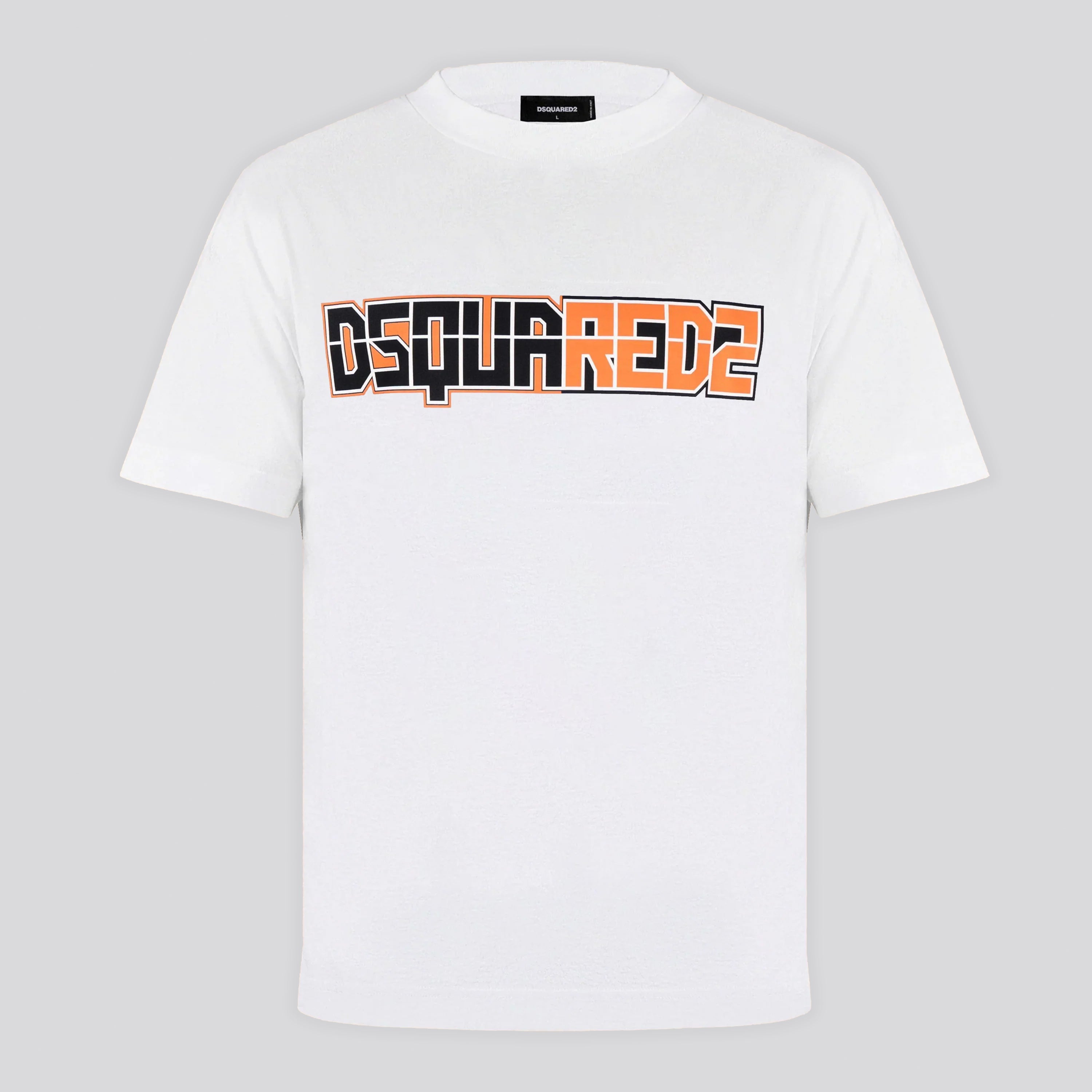 Camiseta Blanca Dsquared2 Orange Logo Print