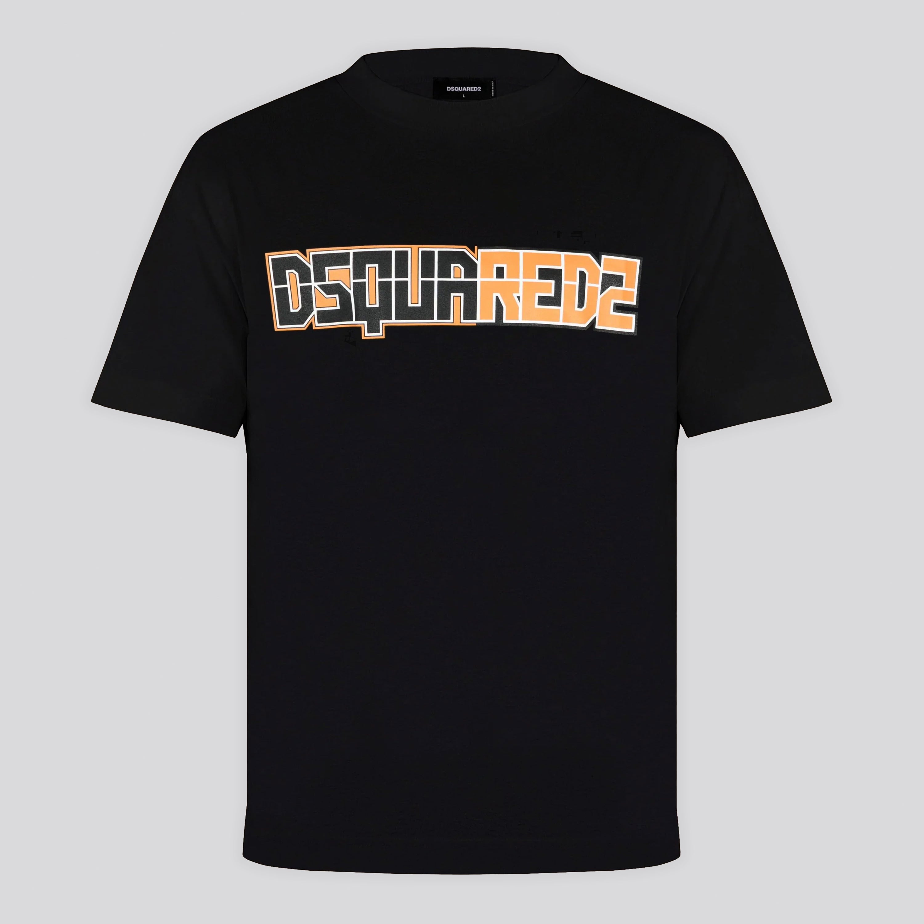 Camiseta Negra Dsquared2 Orange Logo Print