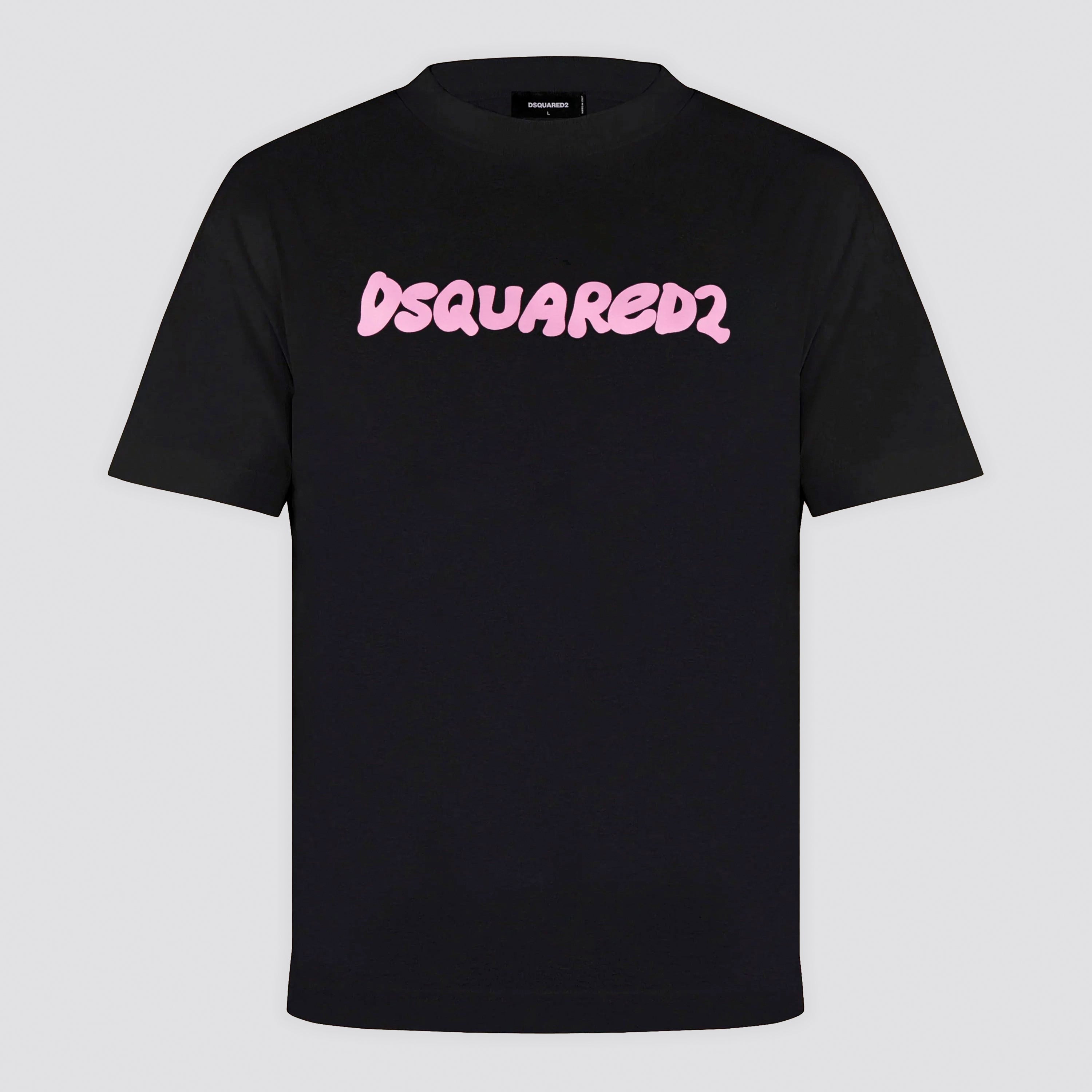 Camiseta Negra Dsquared2 Pink Logo