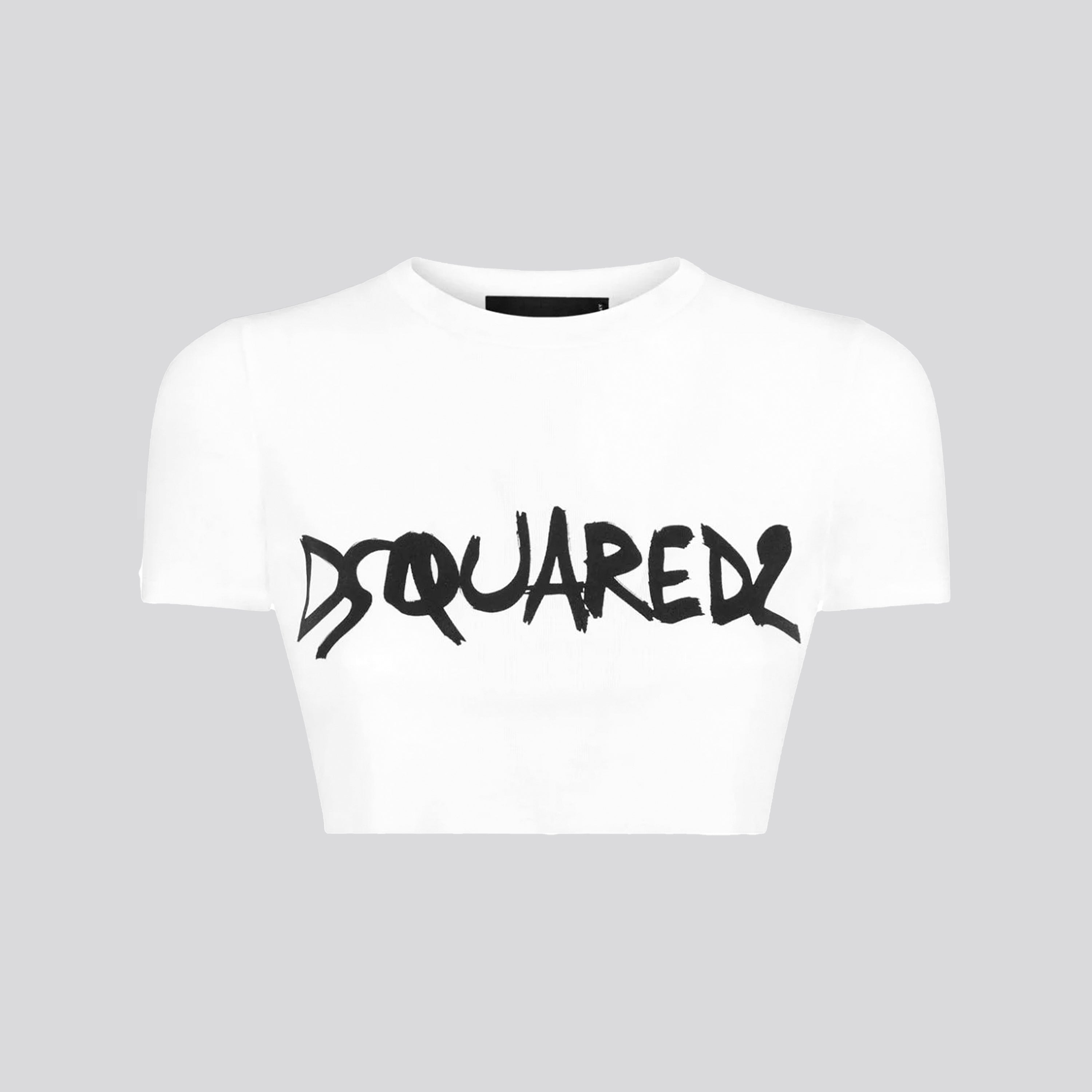 Camiseta Blanca Dsquared2 Logo Cropped