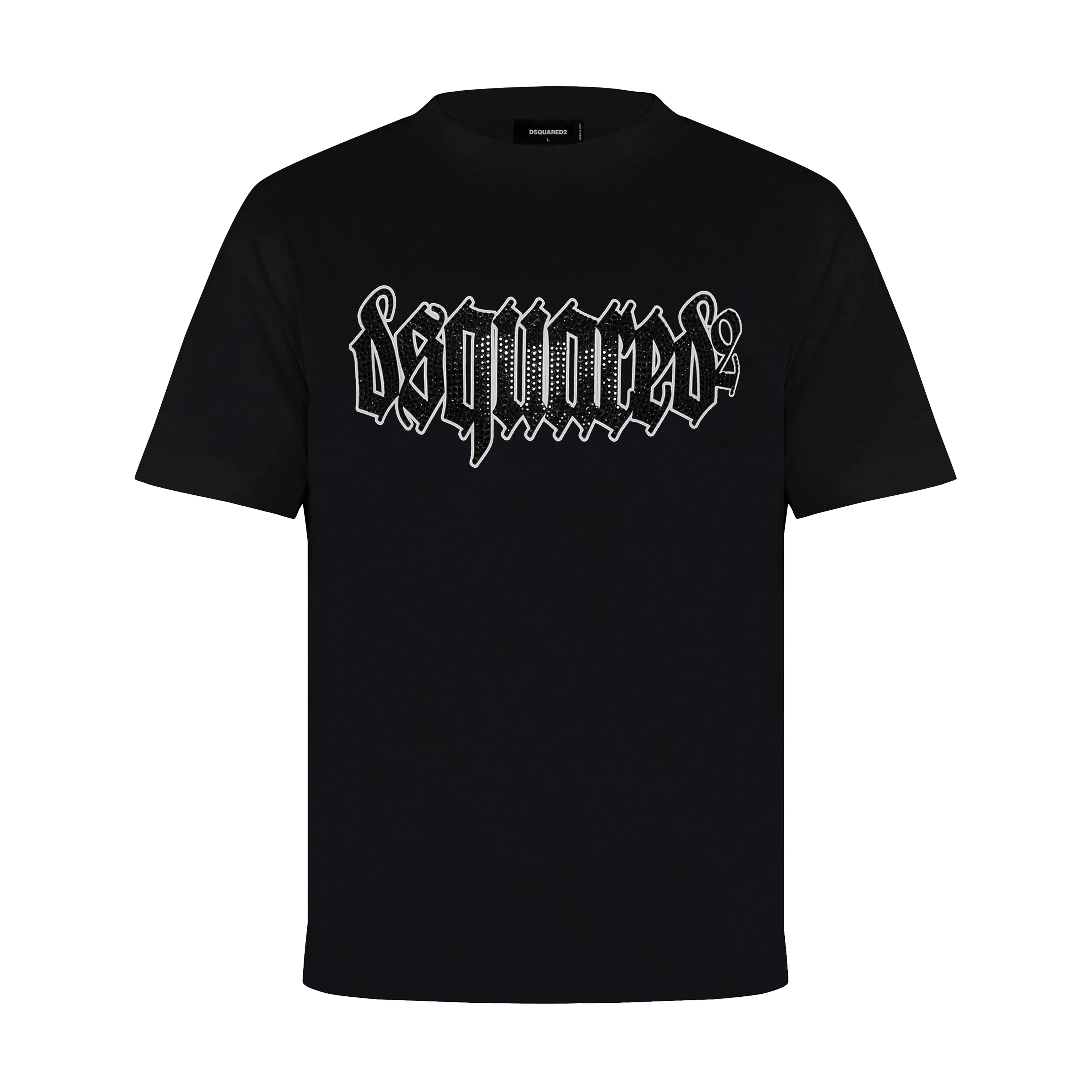 Camiseta Negra Dsquared2 Logo Rhinestones