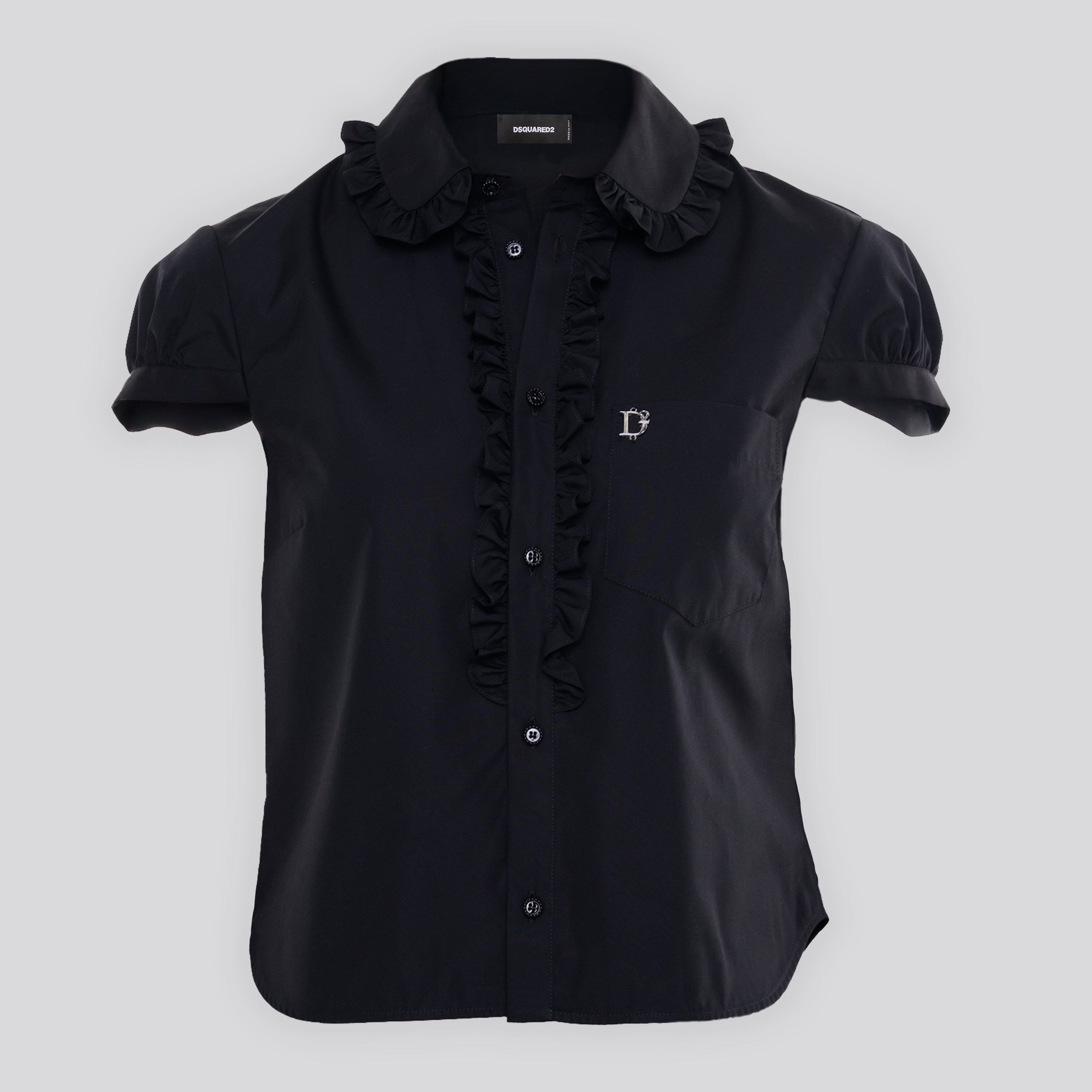 Camisa Negra Dsquared2 Ruffled-Trim