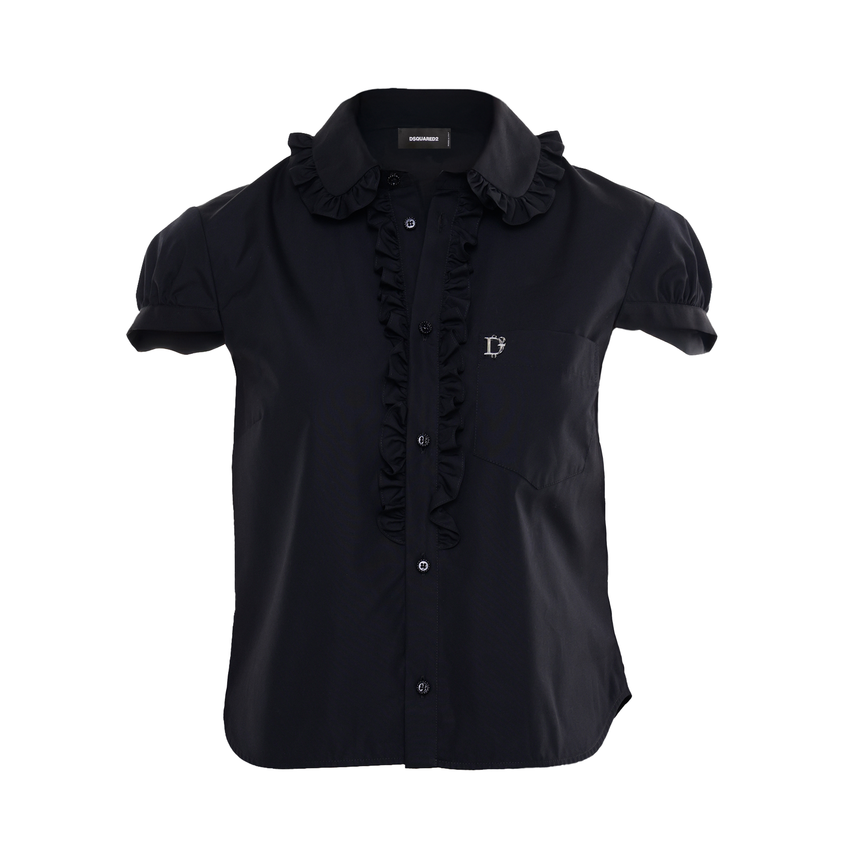 Camisa Negra Dsquared2 Ruffled-Trim