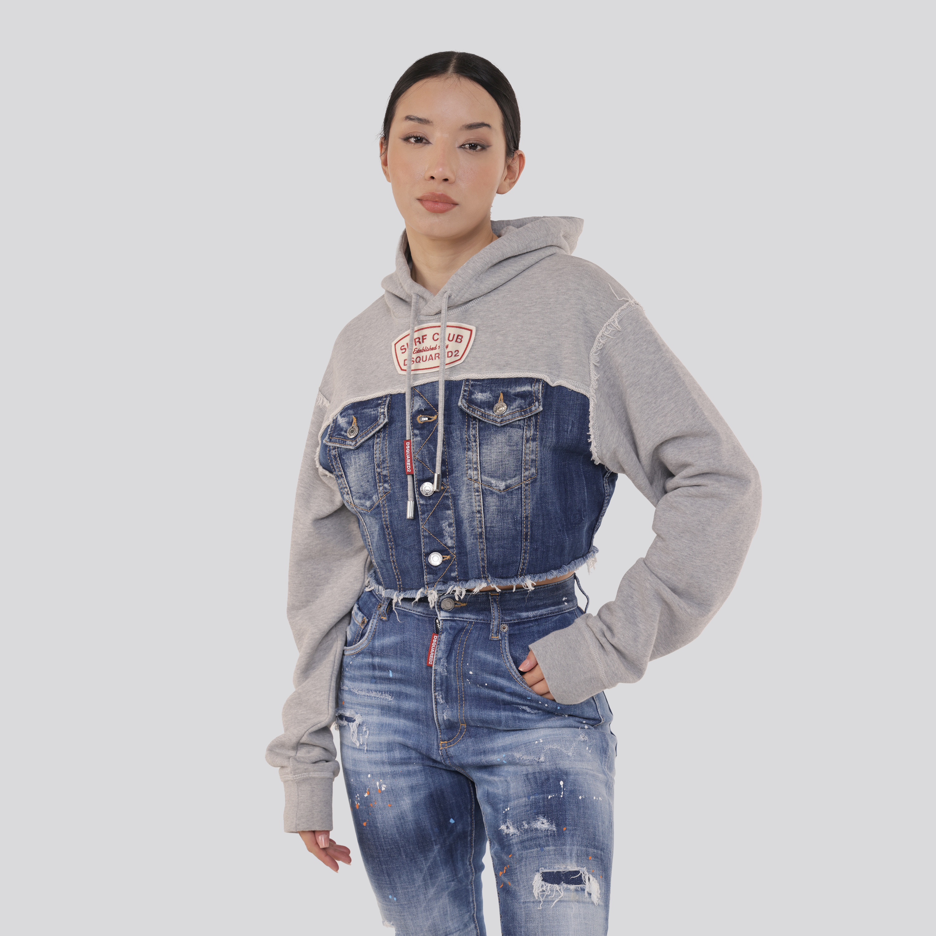 Buzo Tipo Hoodie Gris Dsquared2 Denim